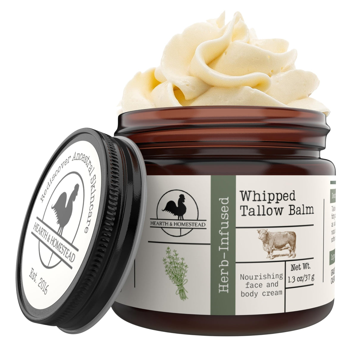 Hearth Homestead Whipped Beef Tallow for Skin Face Unscented - Hearth and Homestead Official Product Imagery - 2