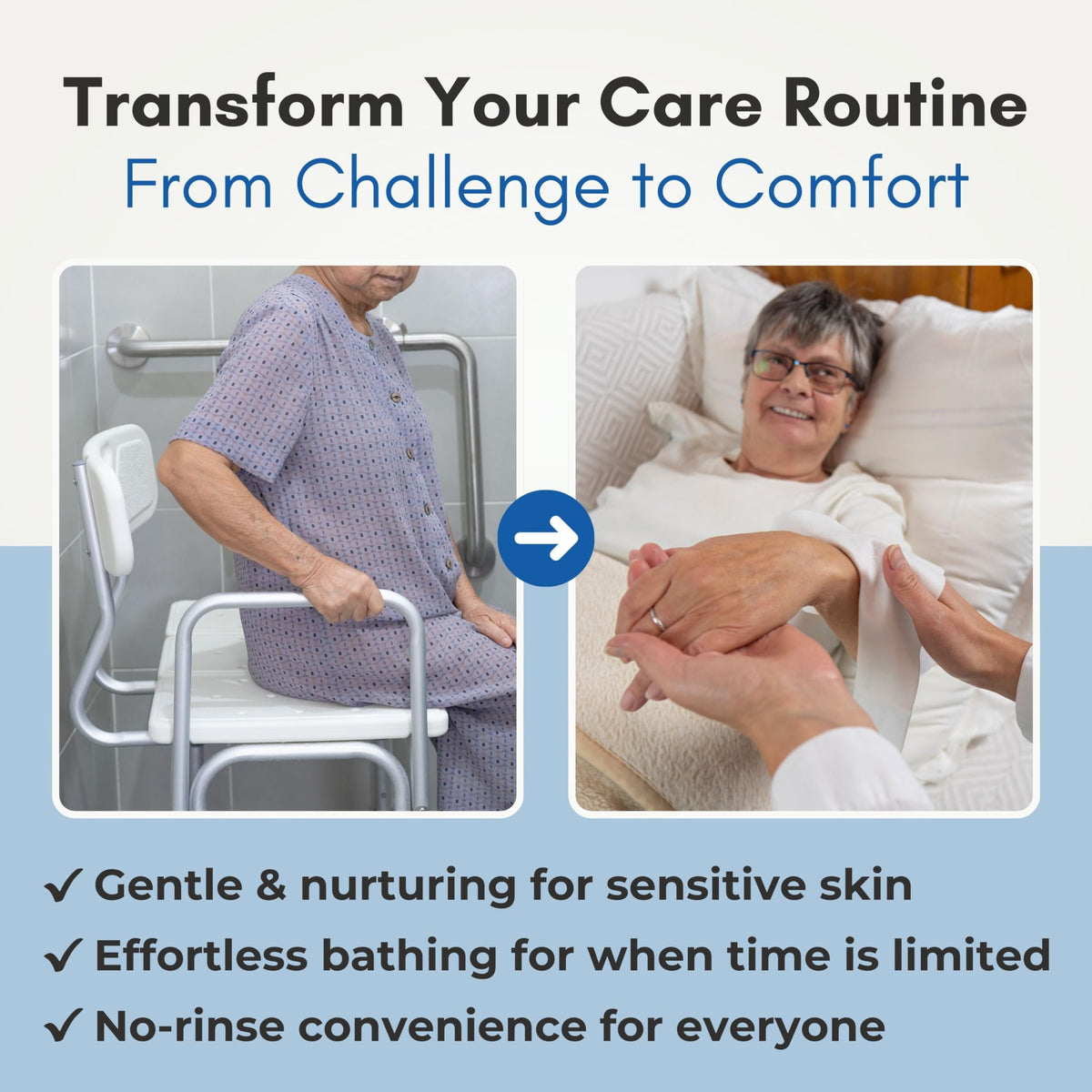 Nurture Rinse Free Bathing Disposable Adult Wipes w Aloe - Nurture Valley Official Imagery - 4