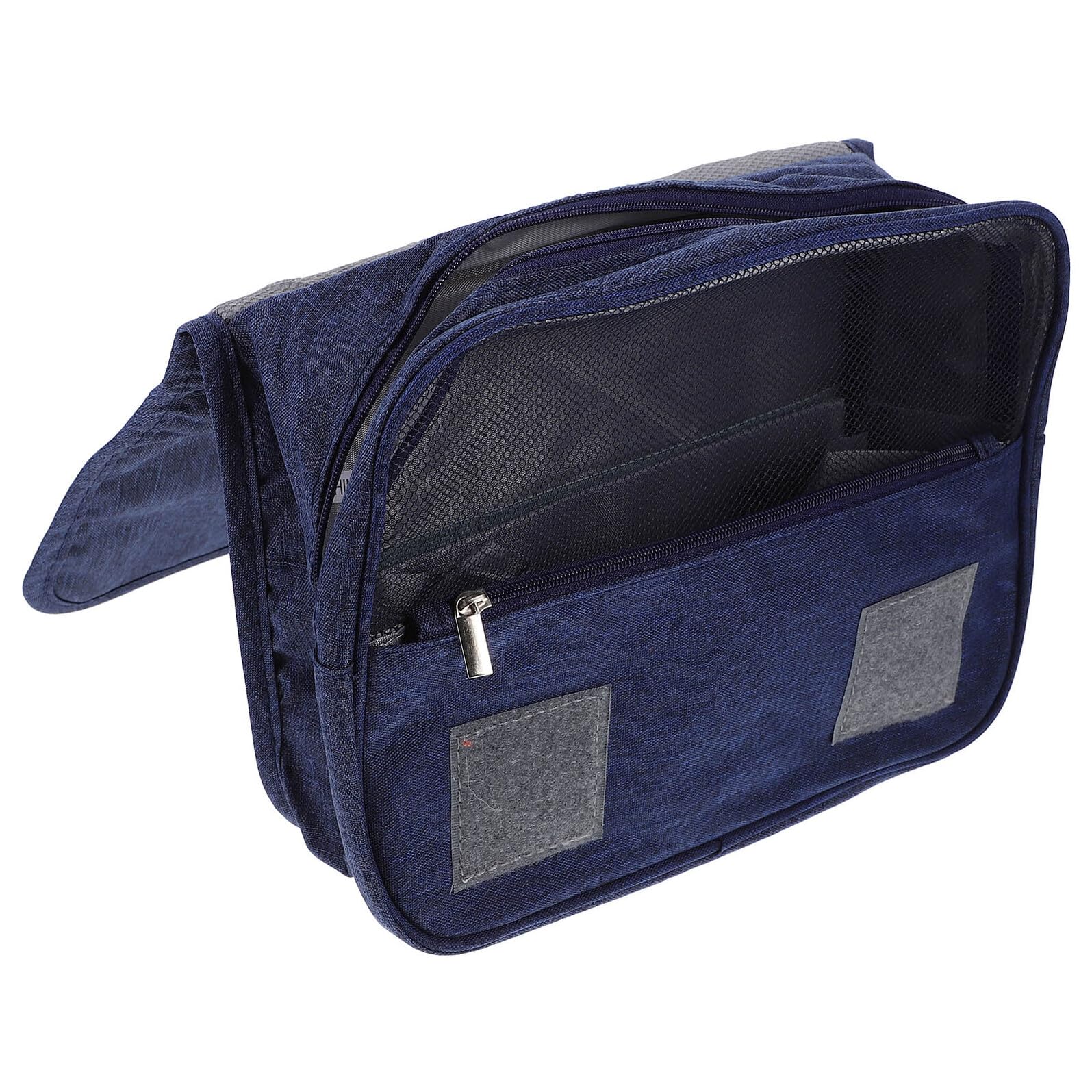 WOFASHPURET Travel Toiletry Bag for Women, Foldable Waterproof Makeup Organizer Pouch, Portable Cosmetic Storage Bag for Travel and Bathroom Use, Matte Navy