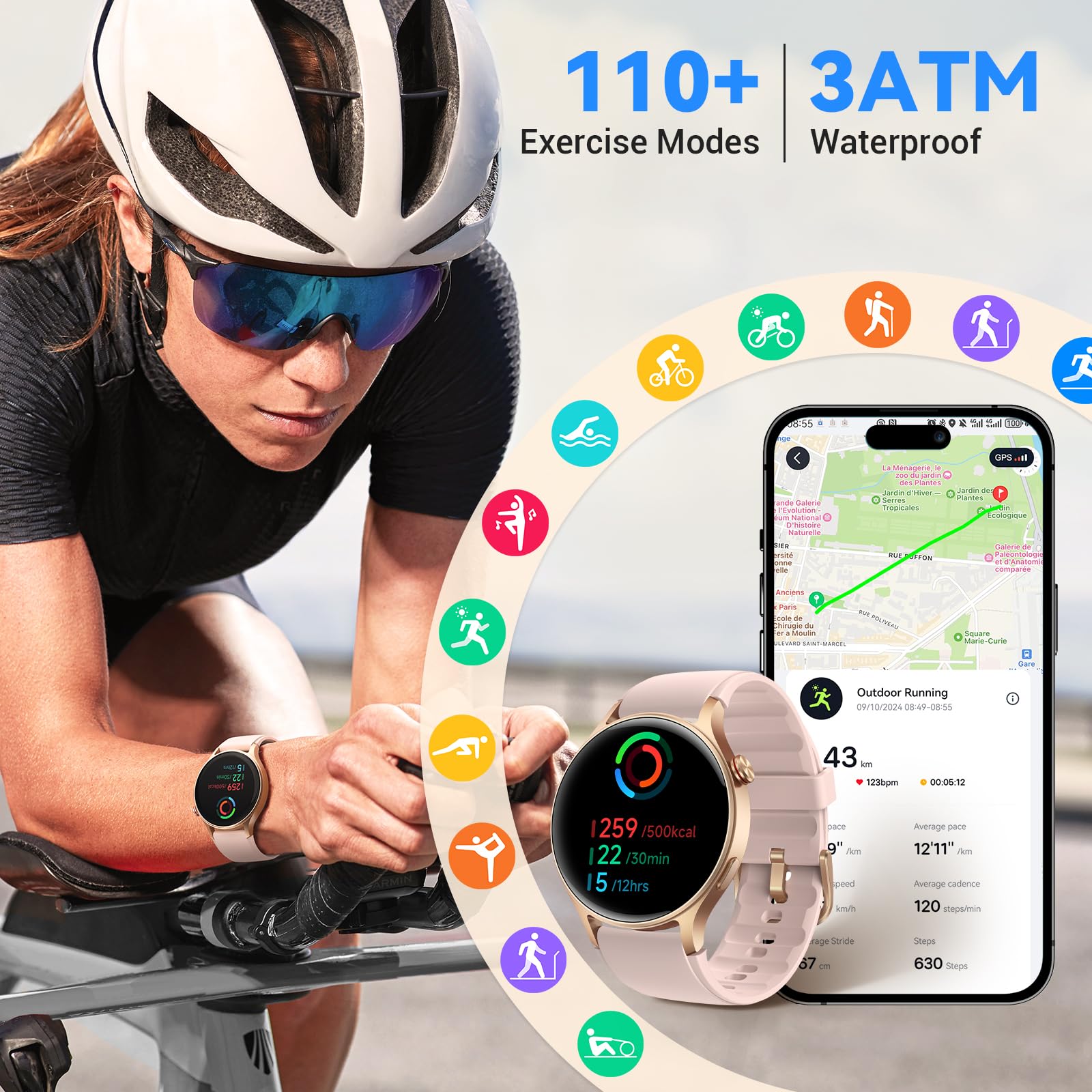 Fitpolo Smart Watch for Women,1.3" AMOLED Touchscreen Fitness Tracker, - View 6