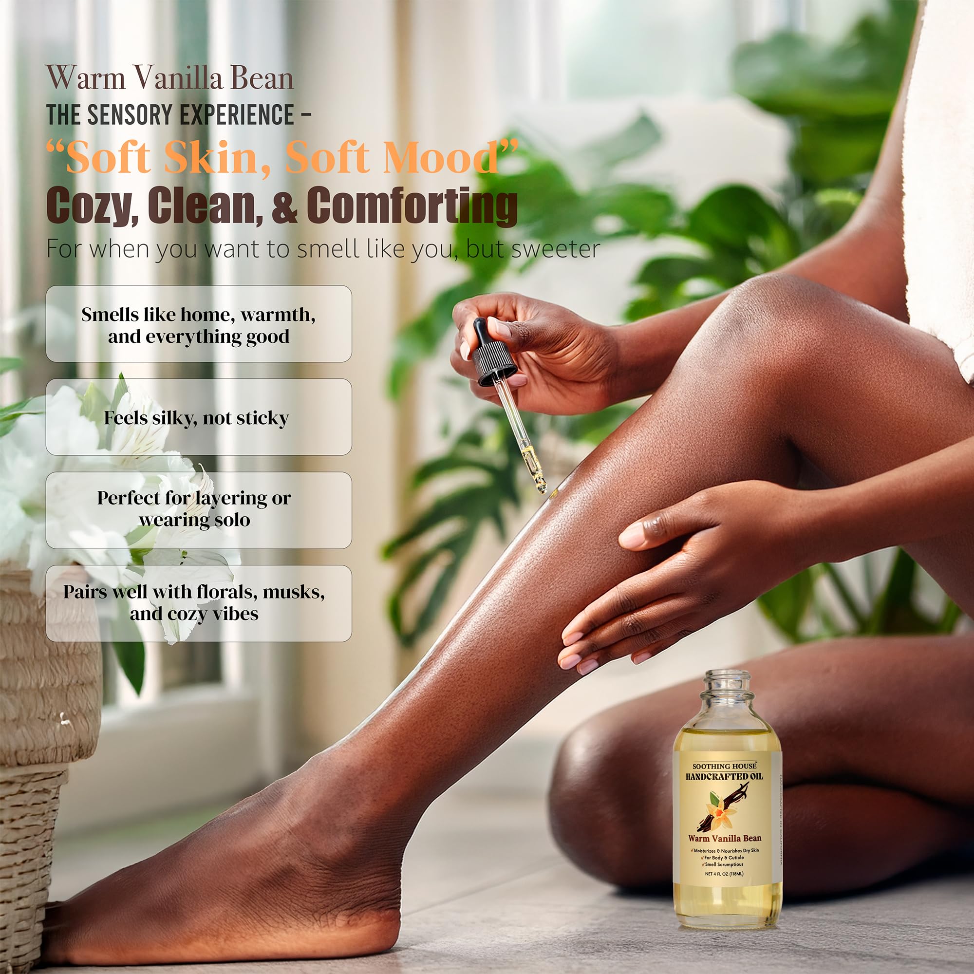 Warm Vanilla Bean Body Oil - Soothing House Official Product Imagery - 7