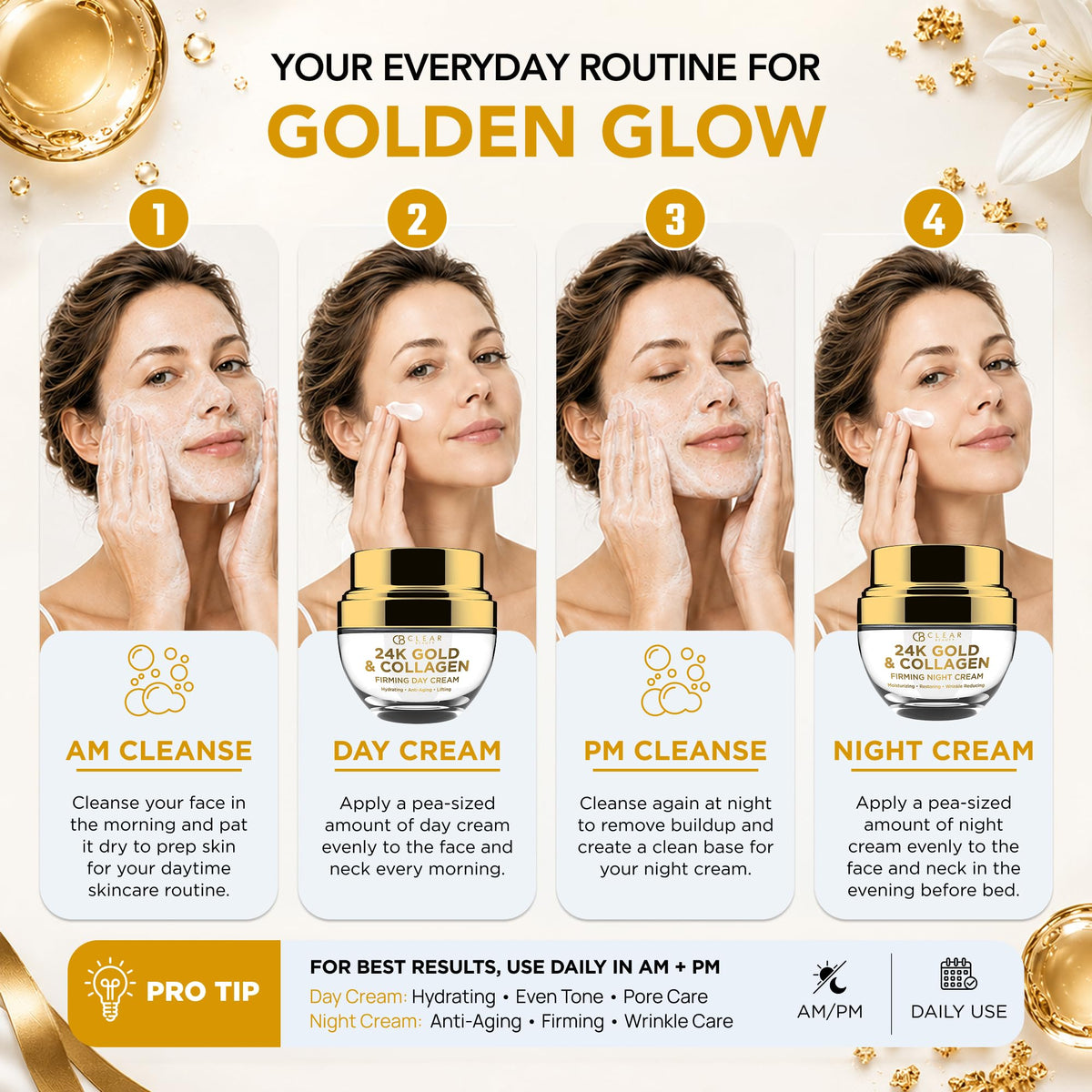 Clear Beauty 24K Gold Collagen Face Moisturizer - Clear Beauty Official Product Imagery - 6