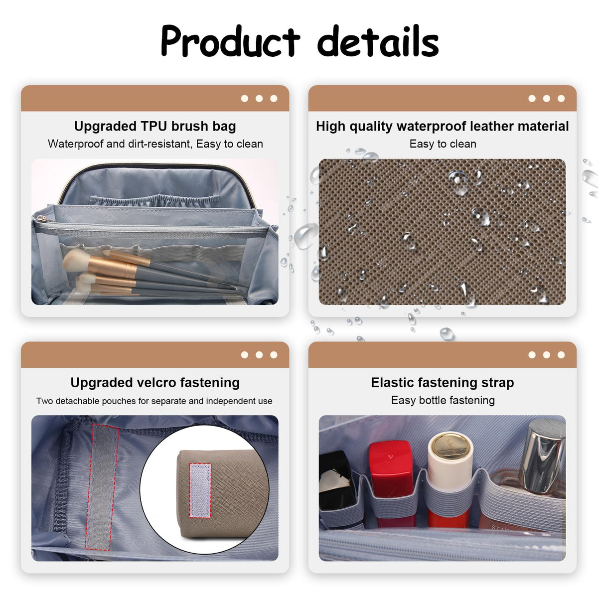 BOYATU Travel Makeup Bag Organizer Cosmetic Bag 3 Pcs Set - BOYATU Official Imagery - 5