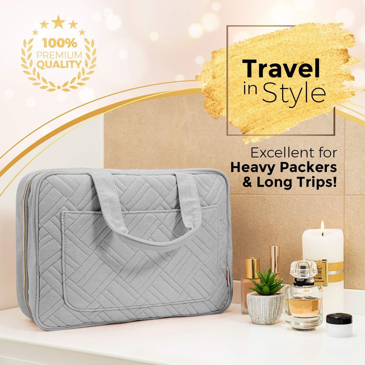 Large Hanging Travel Toiletry Bag for Women Makeup Bag - BOACAY Official Imagery - 8