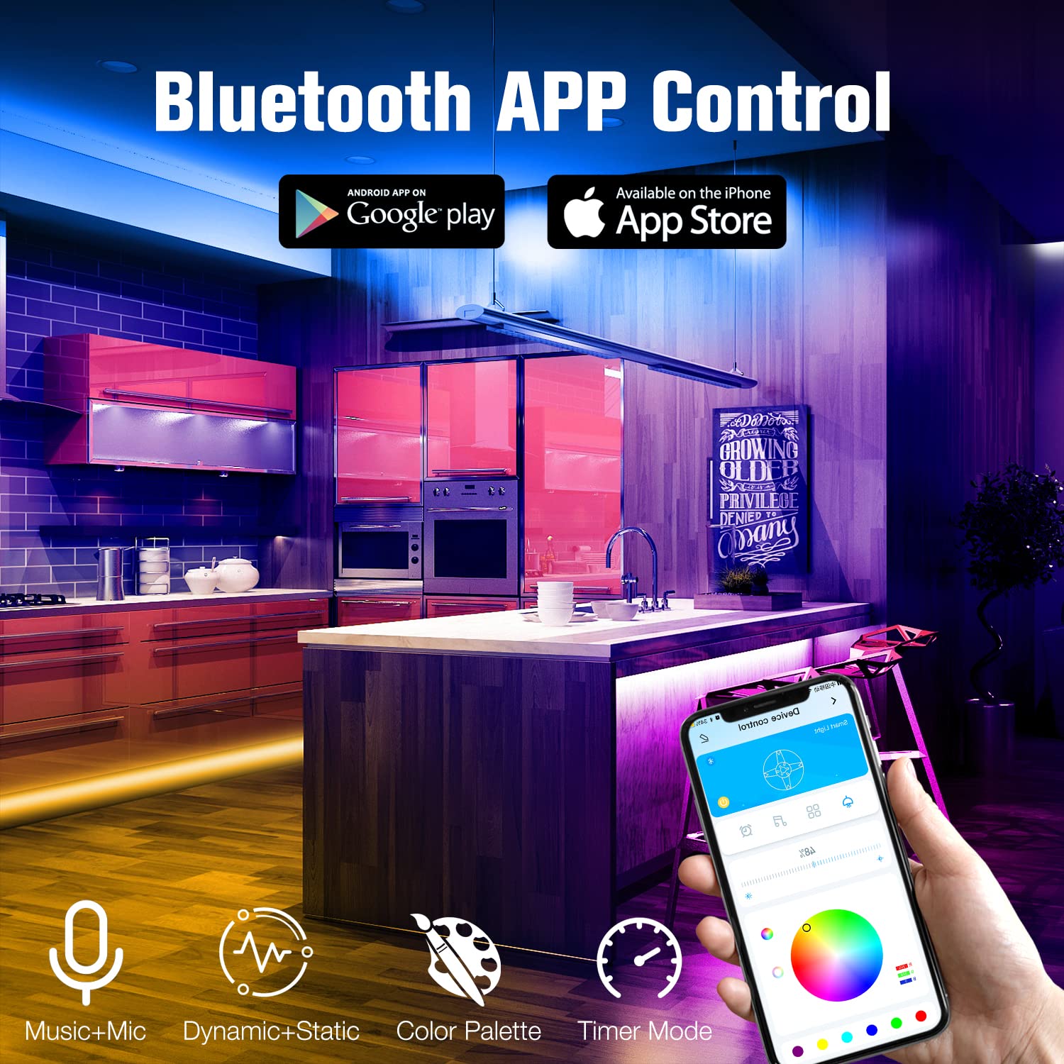 DAYBETTER LED Strip Lights 200 ft  , Smart App Control Lighting Bedroom Rome Dec - DAYBETTER Official Product View 2