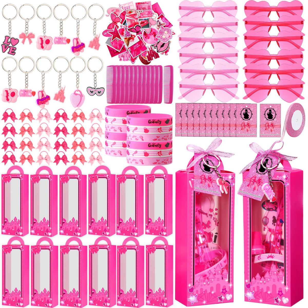 Geiserailie 147 Pcs 12 Sets Hot Pink Princess Party Favors - Geiserailie Official Imagery - 2
