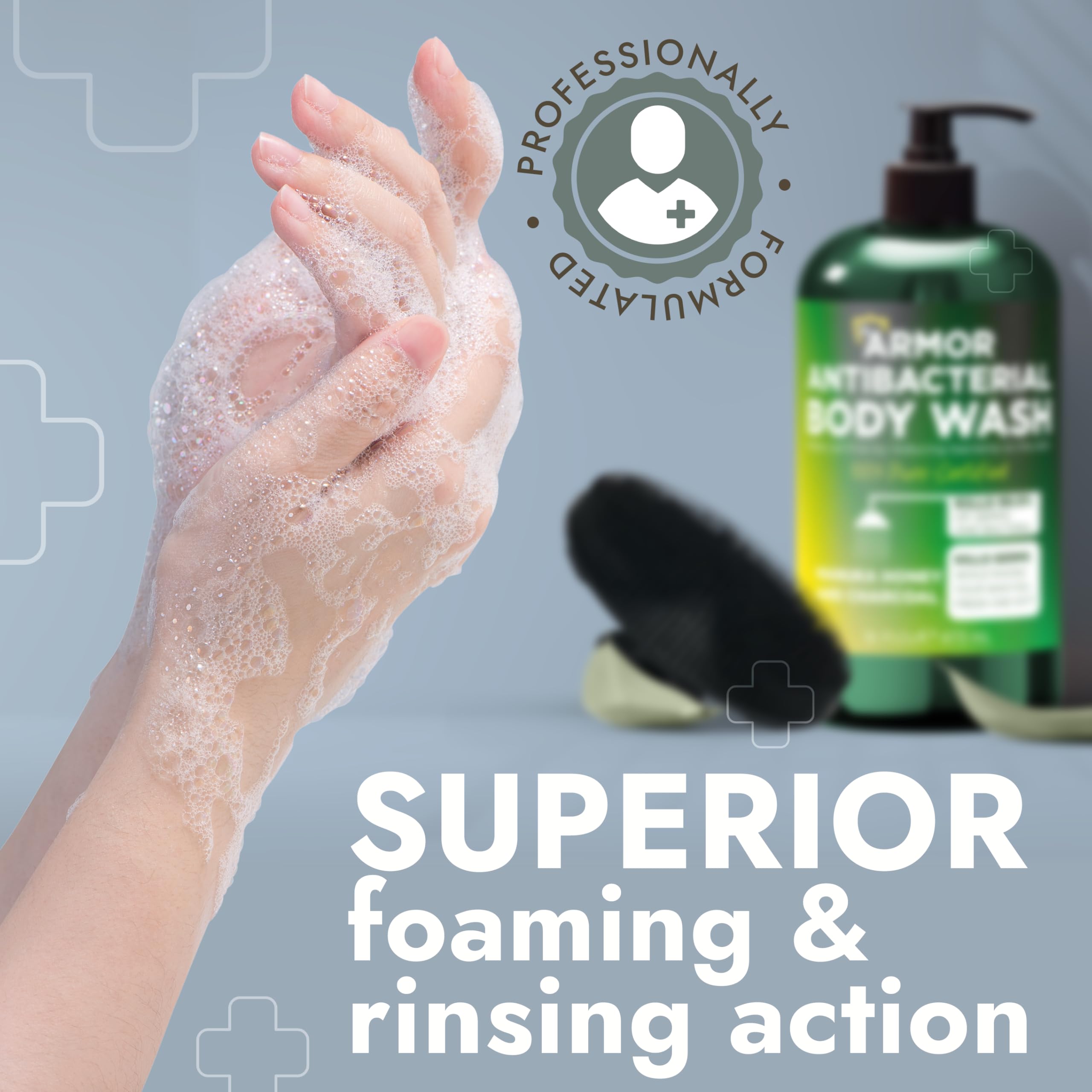 Antibacterial Body Wash + Scrubber – Back Acne & Odor Relief