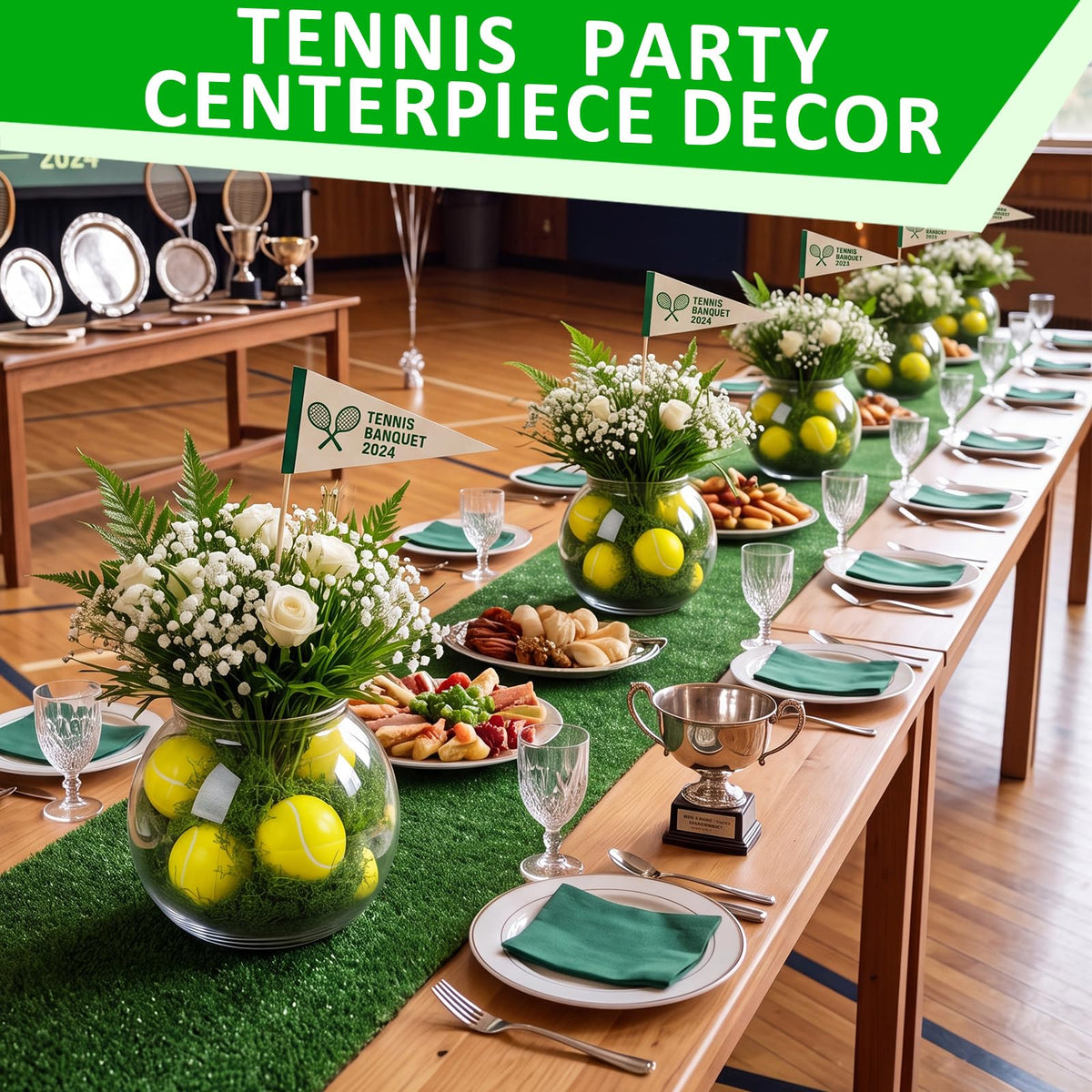 6 Set Tennis Party Table Decorations Transparent Plastic - Ferrochef Official Imagery - 5