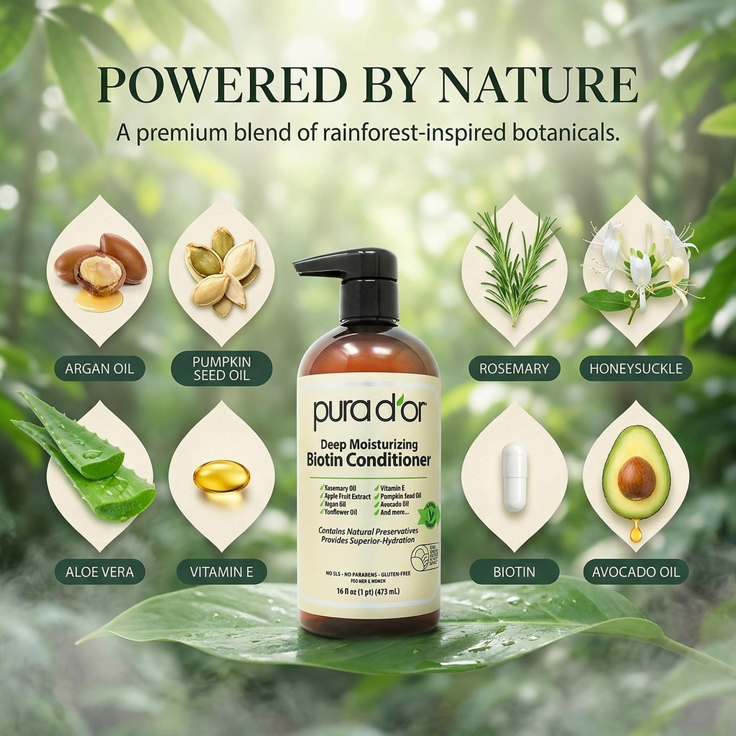 PURA D'OR Deep Moisturizing Biotin Hair Regrwoth Conditioner Thickens, Softens, - PURA D'OR Official Product View 4