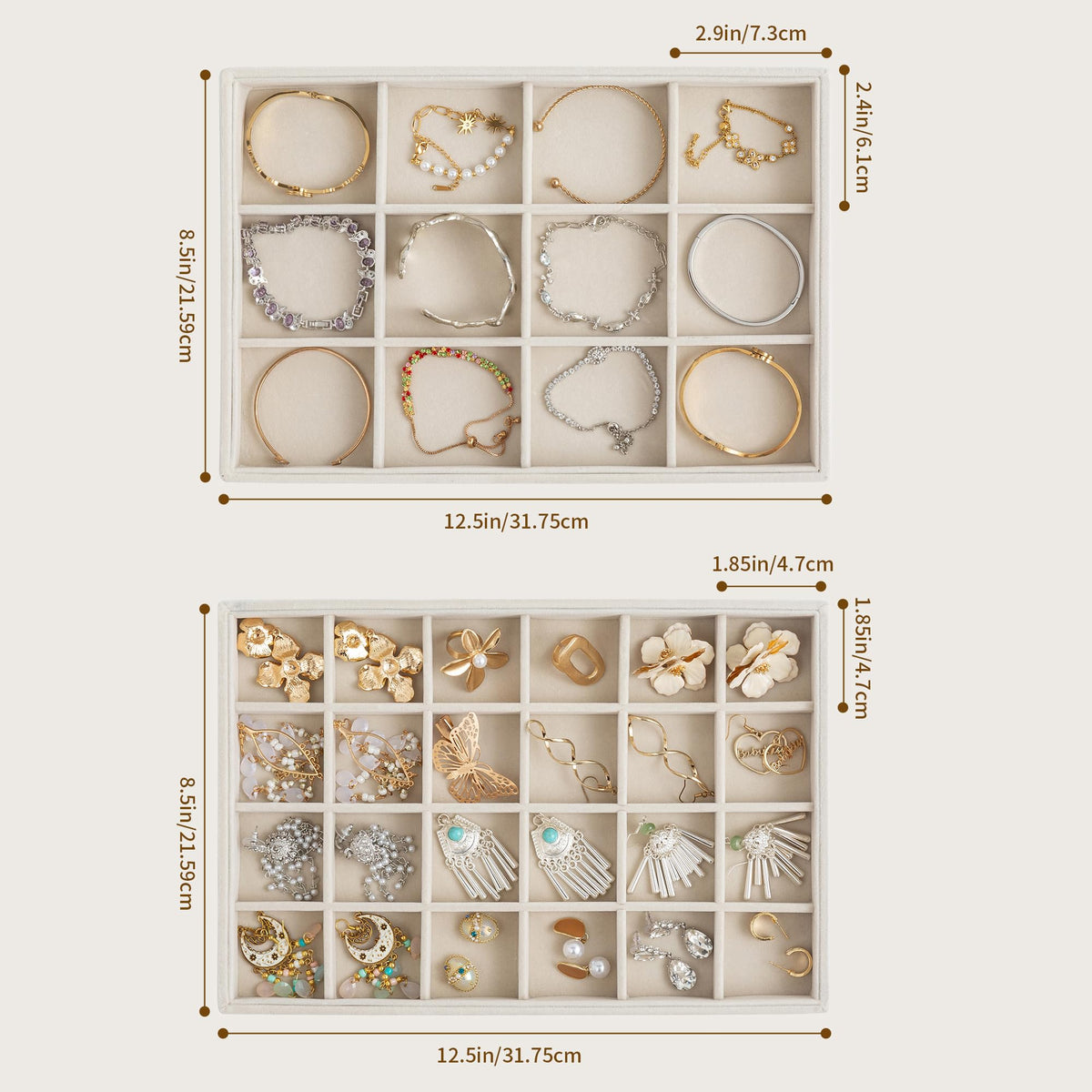 Jewelry Trays for Drawer Set of 2 Jewelry Organizer and - Frebeauty Official Imagery - 3
