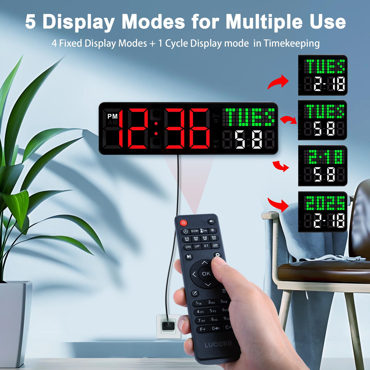 Home Gym Timer 12 Interval Workout Clock with Seconds - LUCORB Official Imagery - 5
