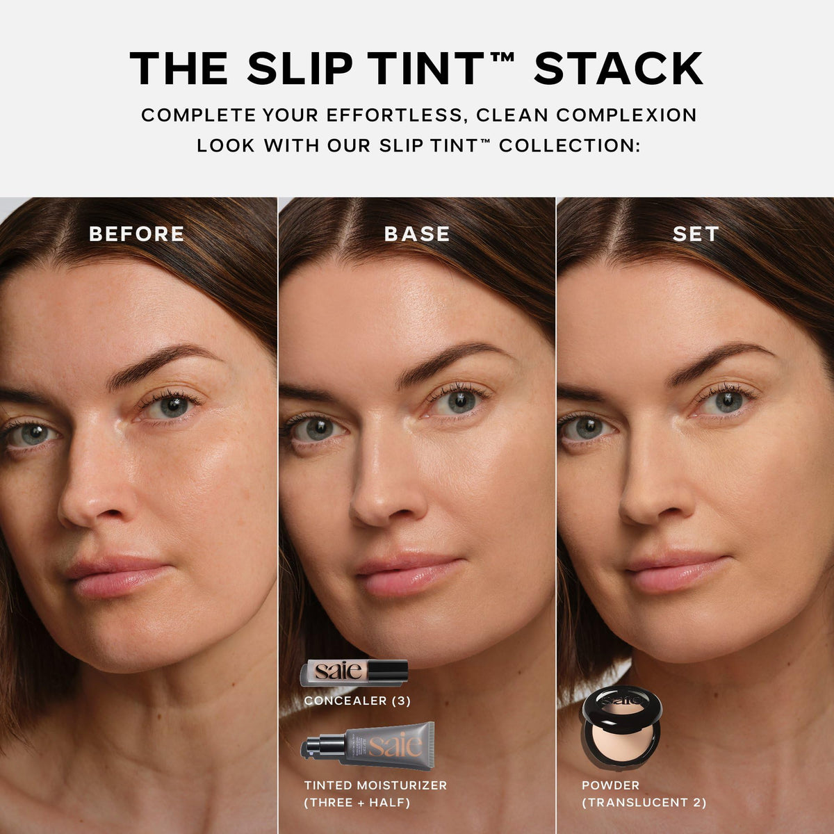 Saie Slip Tint Tinted Sunscreen for Face SPF 35 Three - Saie Official Imagery - 7