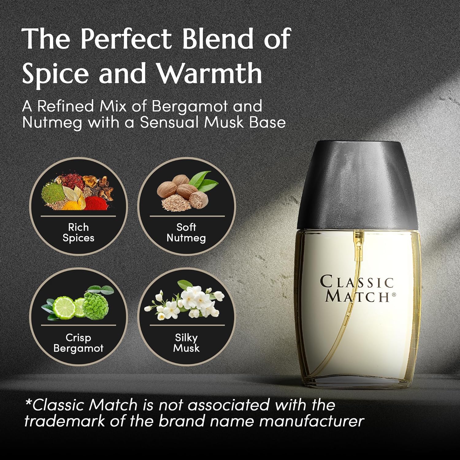 PB ParfumsBelcam Classic Match Eau de Toilette Spray for Men with warm oriental scent and sleek bottle design