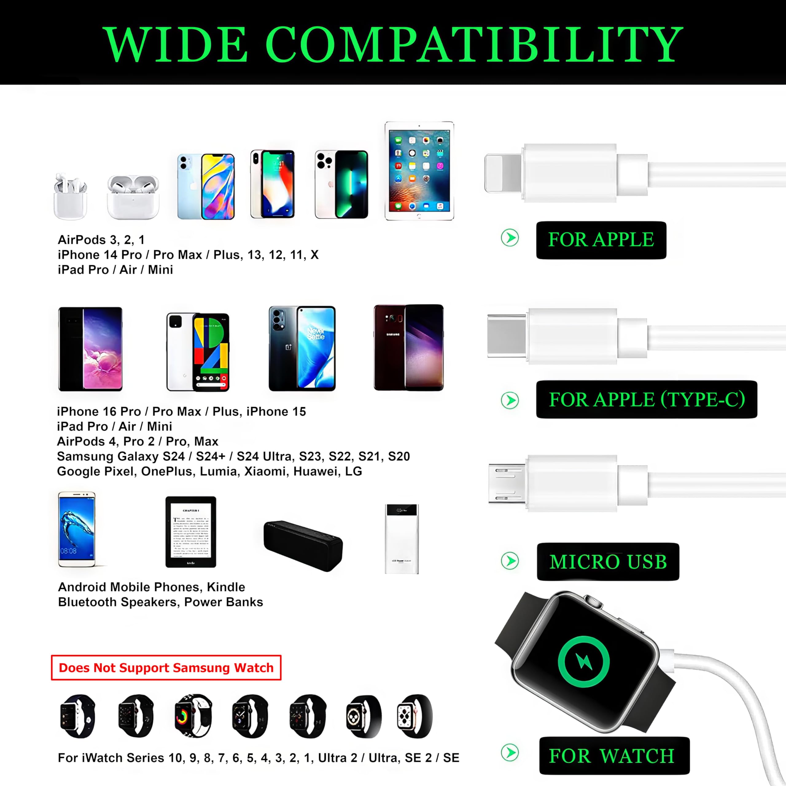 TOP-UP 4 in 1 Watch & Phone Charger Cable – Travel Essentials Multi Ch - View 3