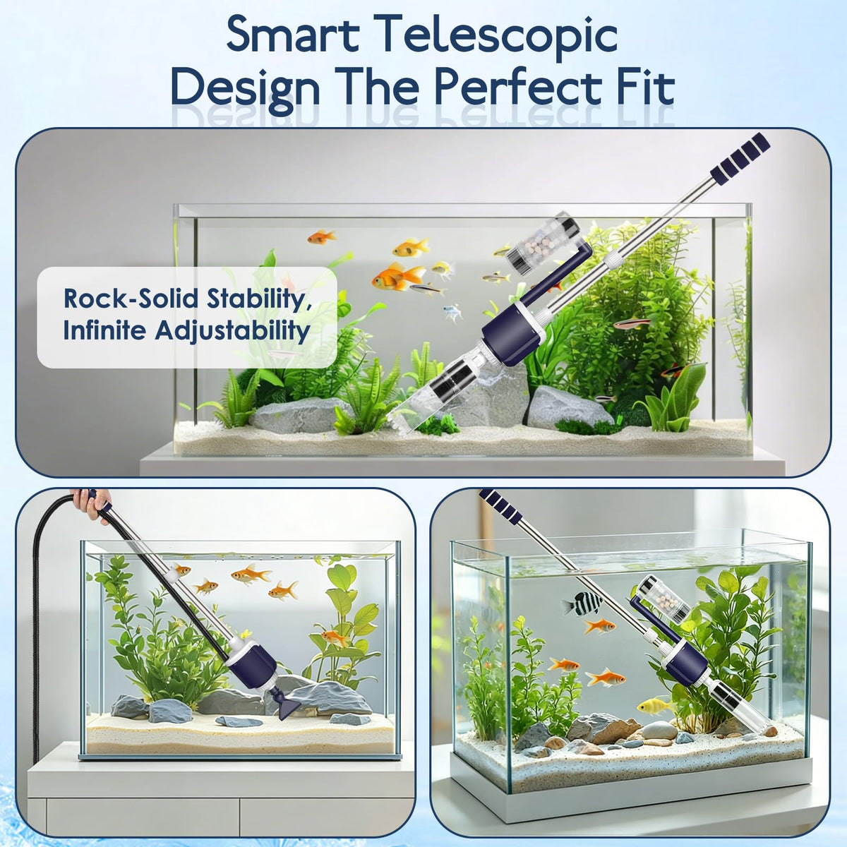 AQQA 600 GPH Electric Aquarium Gravel Cleaner 6 in 1 Fish - AQQA Official Imagery - 8