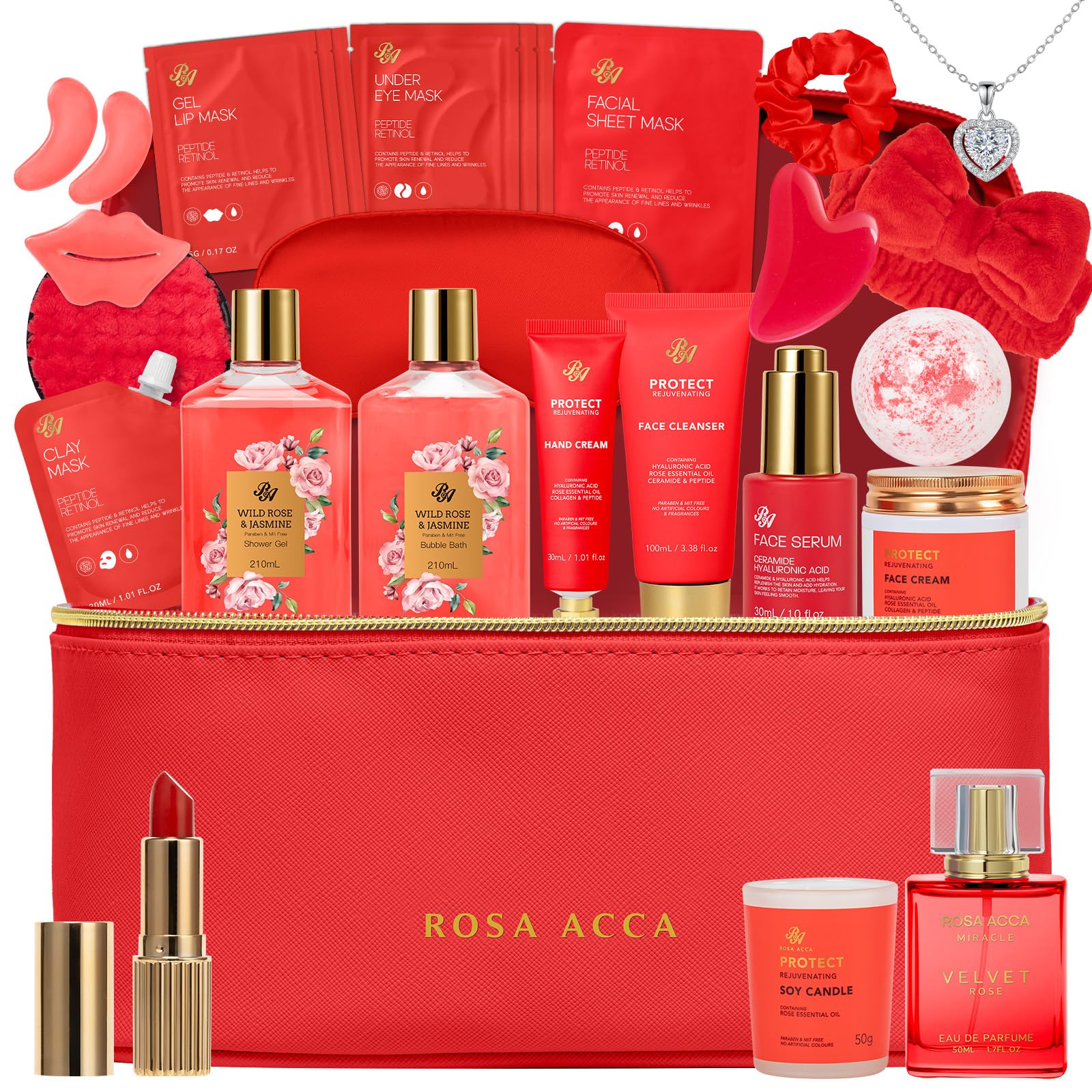 Gifts for Women, Gifts Basket for Women, 25 Pcs Rose Bath &amp; - RA ROSA ACCA