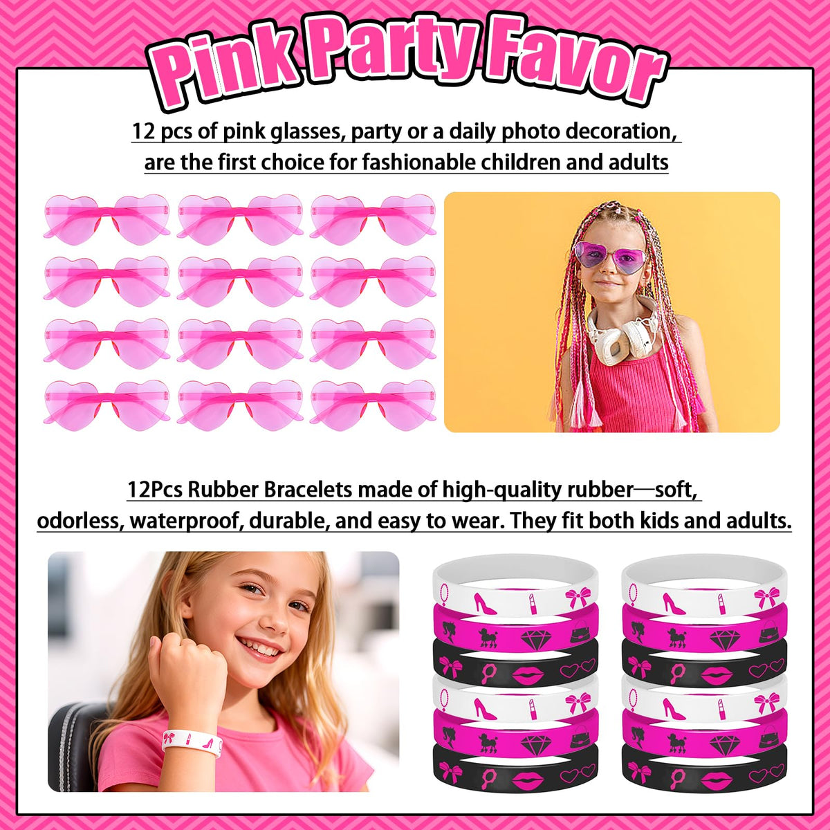 184Pcs Pink Girls Party Favors Pack - We1stdsee Official Imagery - 6