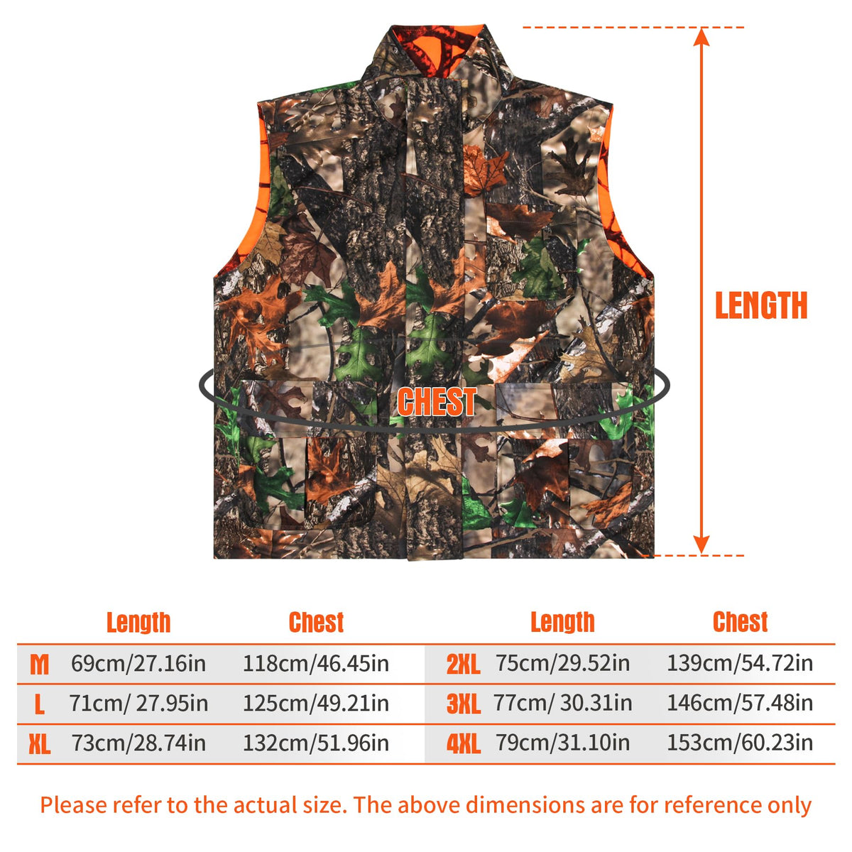 Reversible Camo Orange Hunting Vest Big Game Vest Jacket M - GUGULUZA Official Imagery - 6