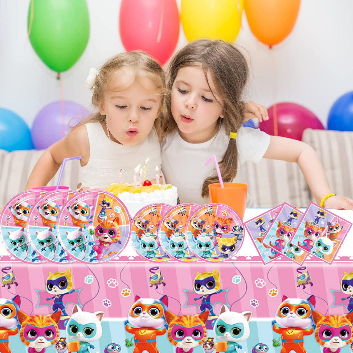 Super Kitties Party Supplies 41Pack include 20 plates 20 - DoMiDoLa Official Imagery - 3