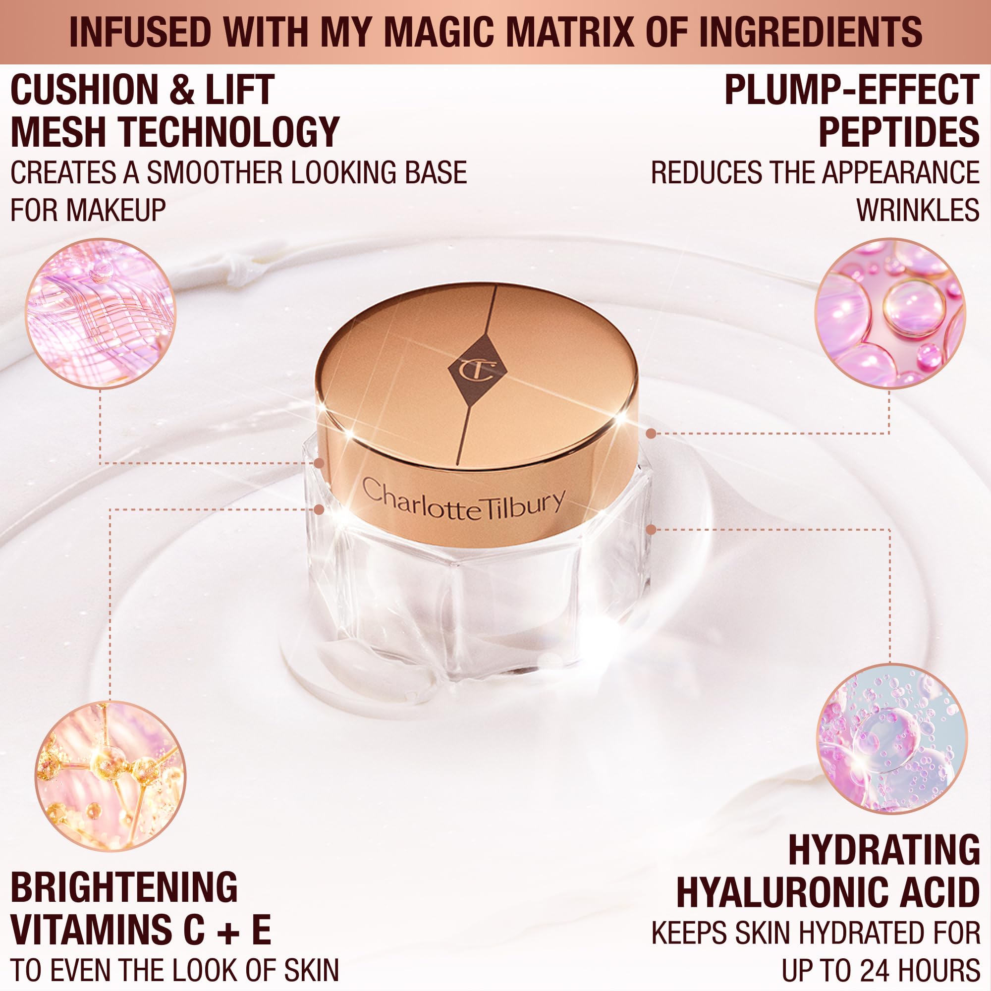 Charlotte Tilbury Magic Cream Face Moisturizer - Firming & Hydrating Face Cream to Create a Smoother-Looking Base for Makeup - Enriched with Vitamins C & E, Peptide Complex & Hyaluronic Acid - Elefair Tech Official Product View 3