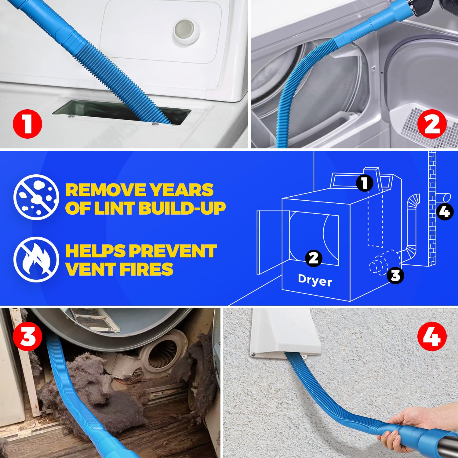 Holikme Dryer Vent Cleaner Kit 2Pack - Lint Vacuum Attachment & B - Holikme Official Product View 4