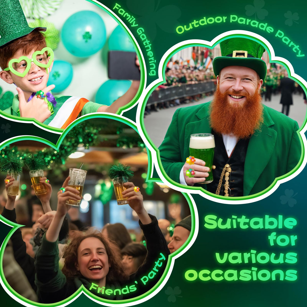 Vinsot 36 Pack St Patrick s Day Shamrocks Clover Lucky LED - Vinsot Official Imagery - 7