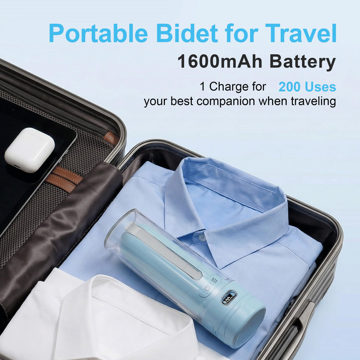 Electric Portable Bidet for Travel Outdoor Camping Sky Blue - WeWi HLTH Official Imagery - 4
