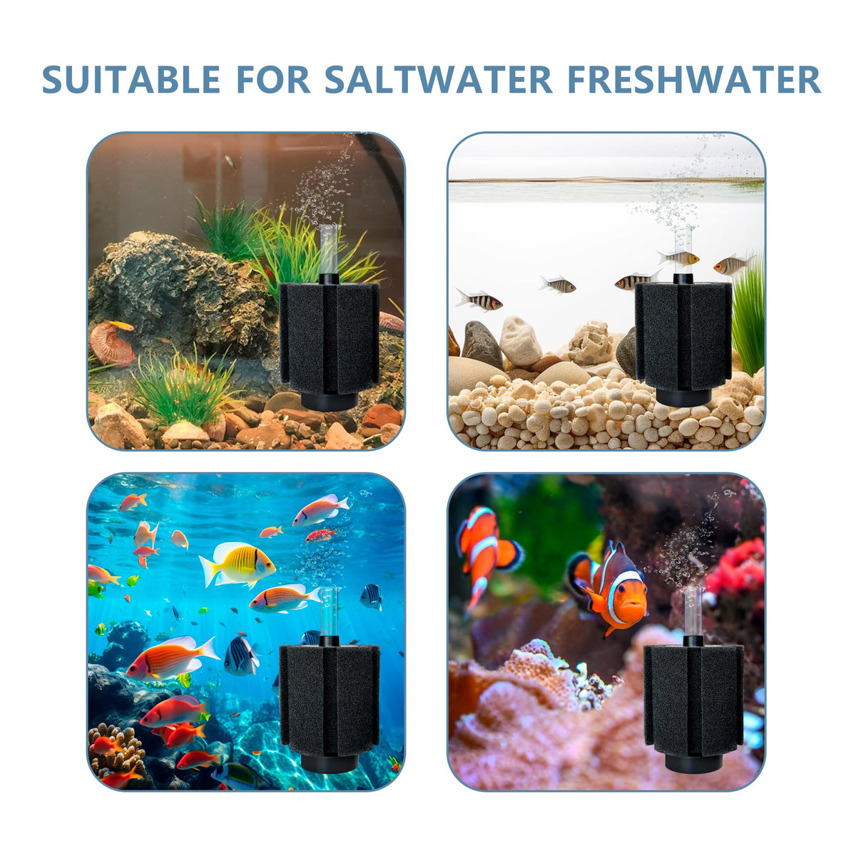 70 80 Gal Aquarium Sponge Filter with Air Stone Ceramic - DVHEY Official Imagery - 5