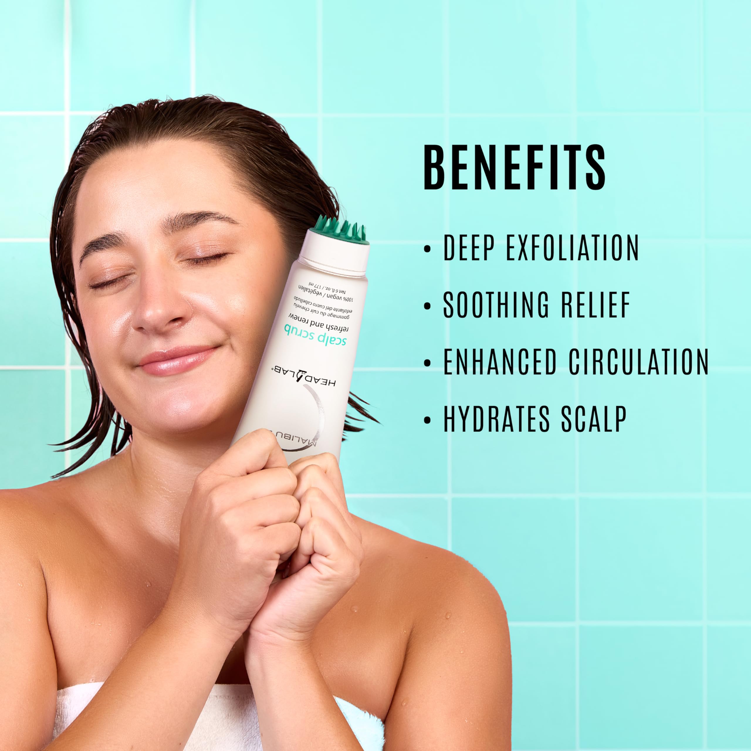 Malibu C Head Lab Scalp Scrub - Gentle Scalp Exfoliator Enriched with Activated Charcoal and Jojoba Esters - Clean, Vegan Hair Care (6 oz)