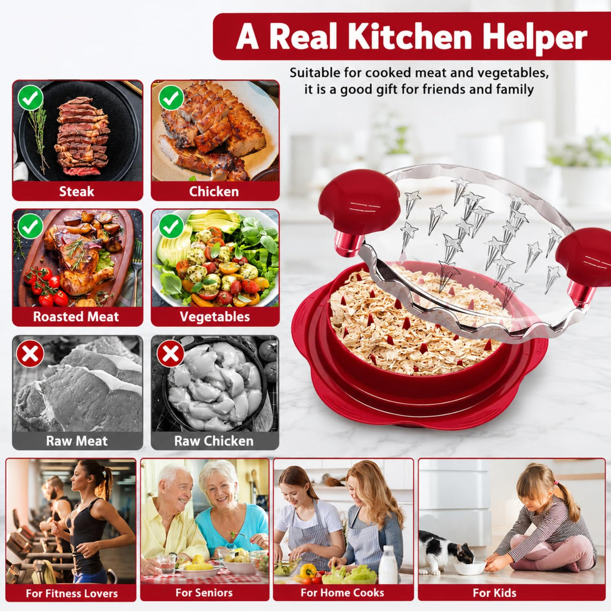 Premium Large Chicken Shredder Tool with Suction Base 2026 - Silksway Gallery Official Imagery - 5