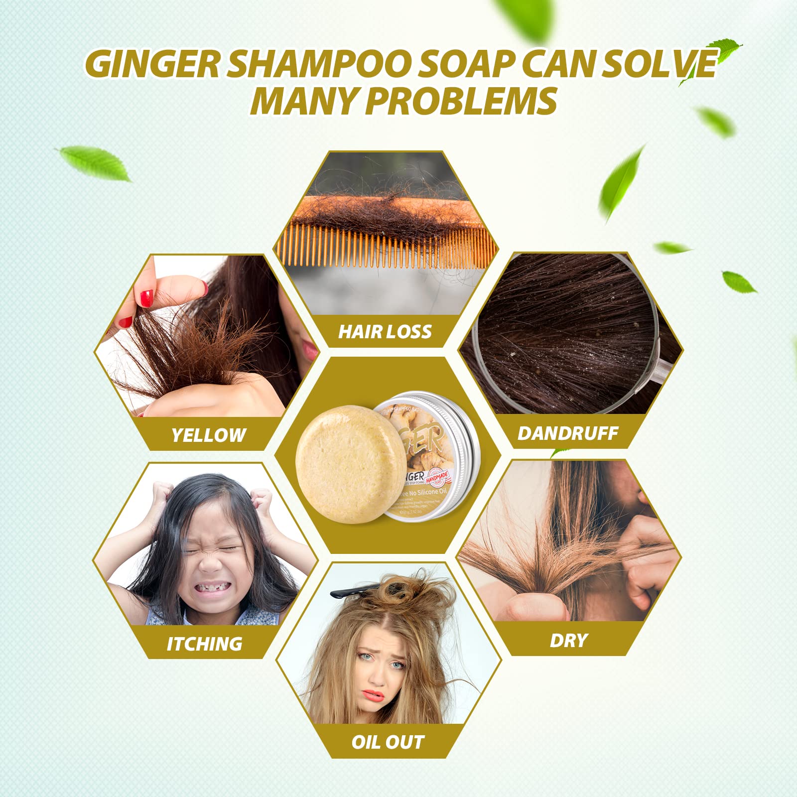 Starhig Ginger Hair Growth Shampoo Bars - Natural Organic Formula for Promoting - Starhig Official Product View 7