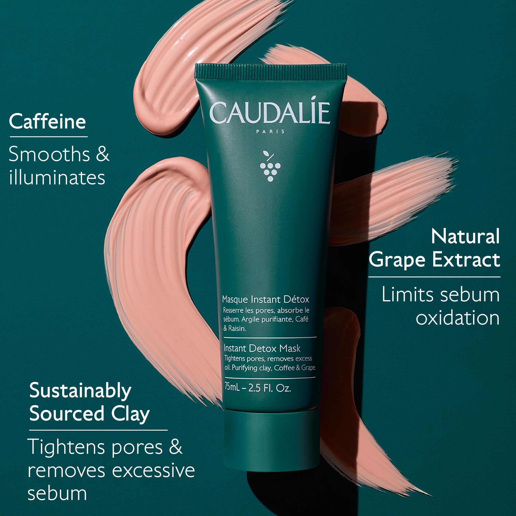 Caudalie Instant Detox Mask Pore Minimizing Pink Clay Face - Premium Selection Official Imagery - 5