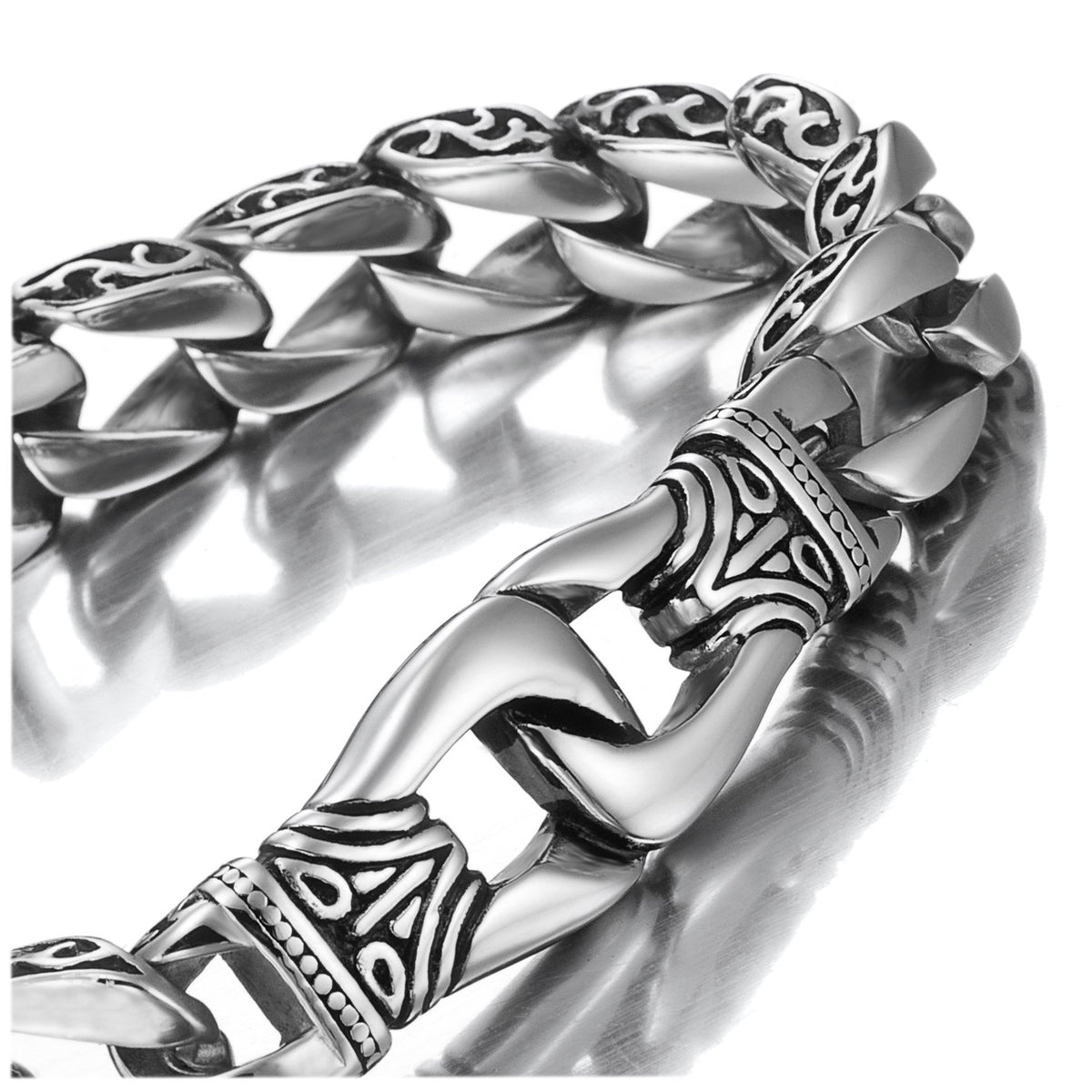 Mens Stainless Steel Link Bracelet Timeless Wrist Style - Urban Jewelry Official Imagery - 1