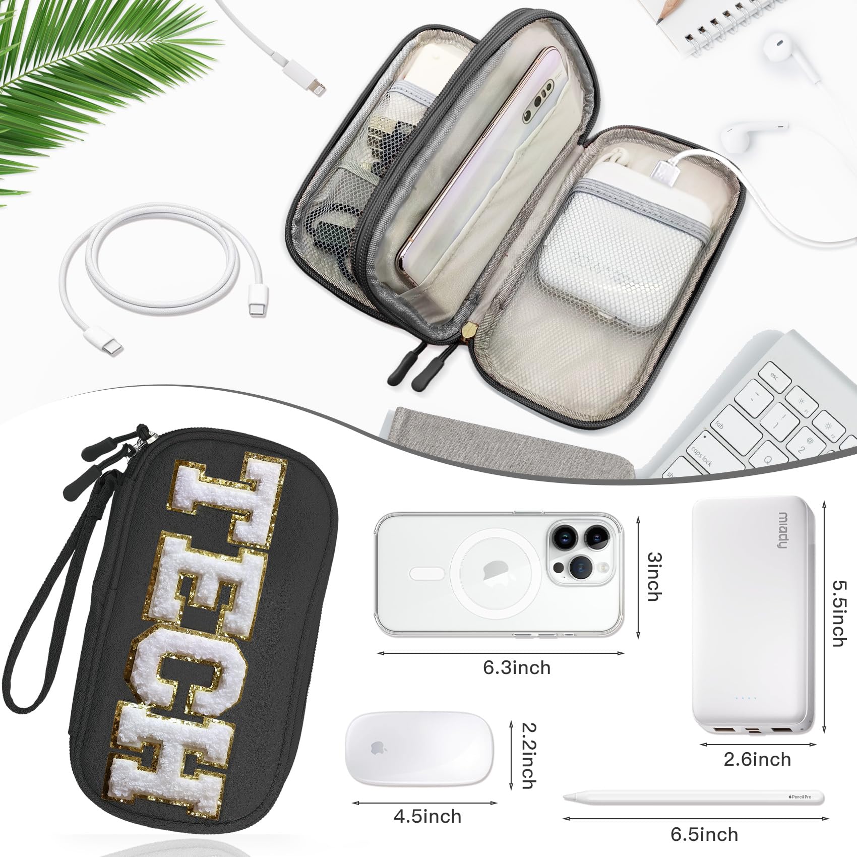 COSHAYSOO Small TECH Pouch Electronics Organizer Travel Bag Personaliz - View 4
