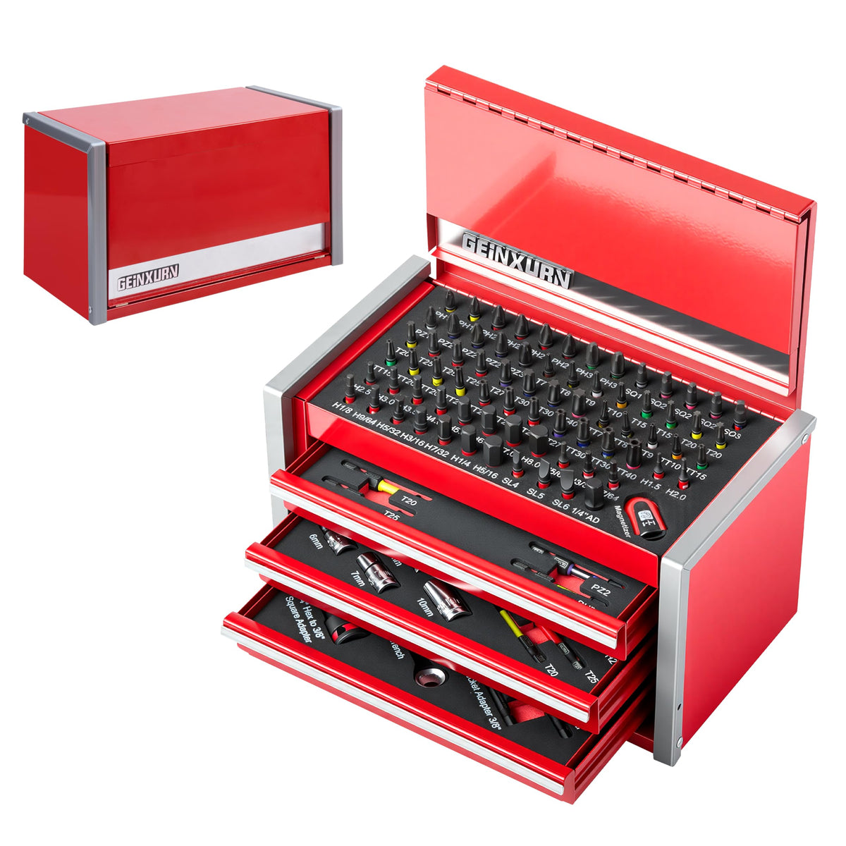 Geinxurn 103PCS Impact Screwdriver Bit Set in 3 Drawer Steel - GEINXURN Official Imagery - 2