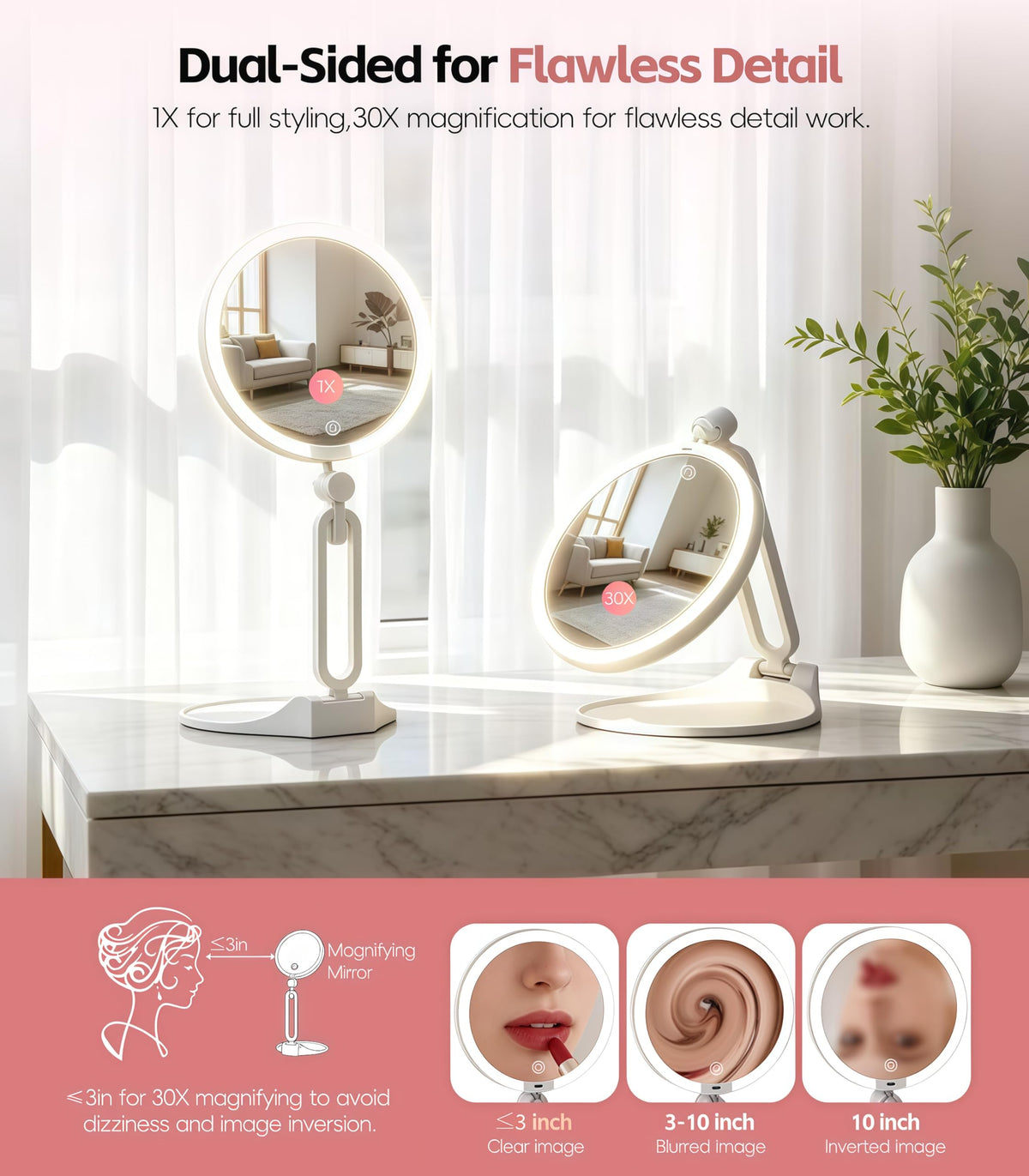 Travel Makeup Mirror with Lights 2026 New 1X 30X - AOLERAY Official Imagery - 6