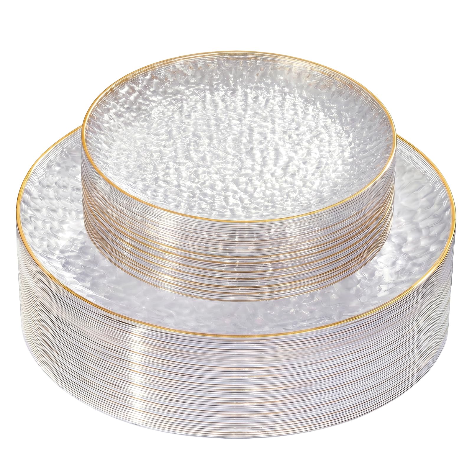 60Pcs Clear Plastic Plates,Clear Disposable Plates With Gold - Product Imagery
