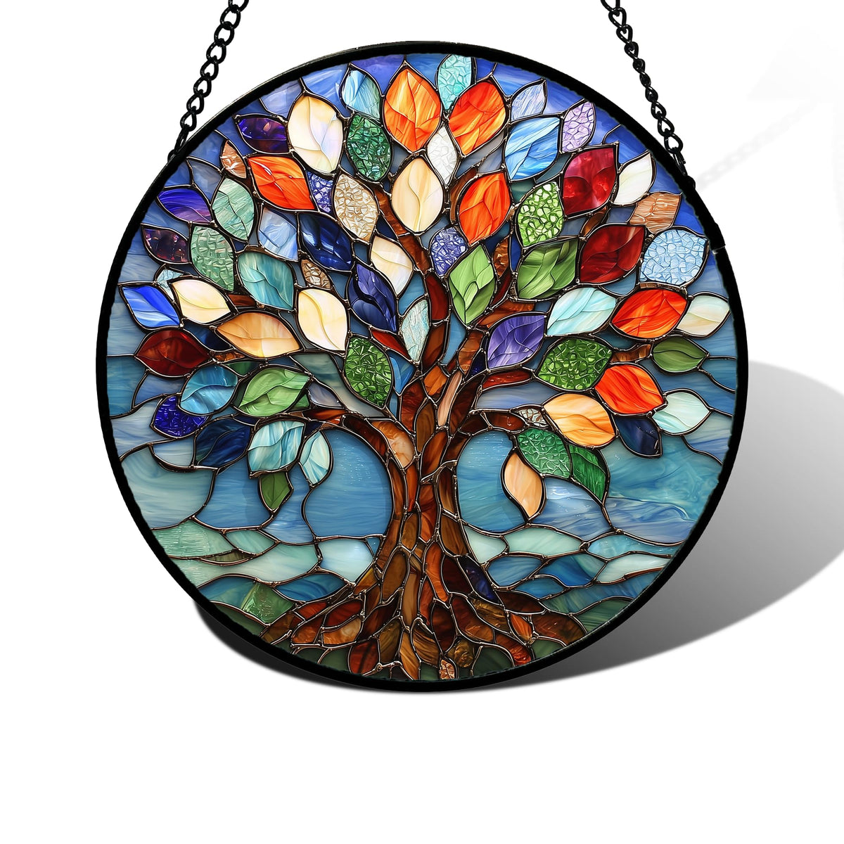 Colorful Tree of Life Stained Glass Window Hanging - DASTOLL Official Imagery - 2