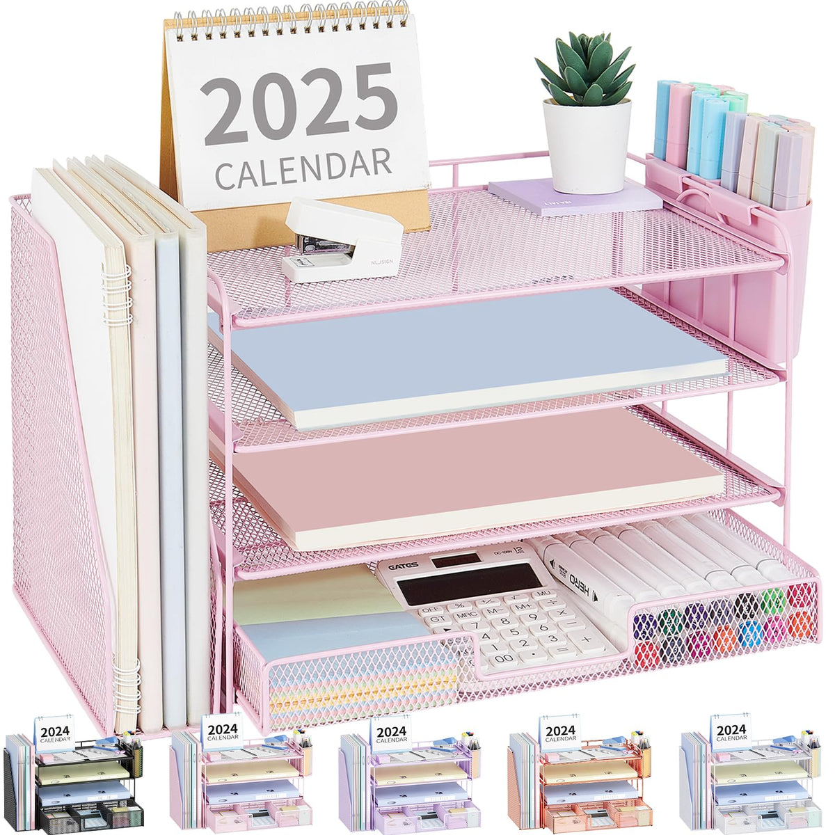 Desk Organizer 4 Tier Desktop File Organizer with Drawer and - OPNICE Official Imagery - 1