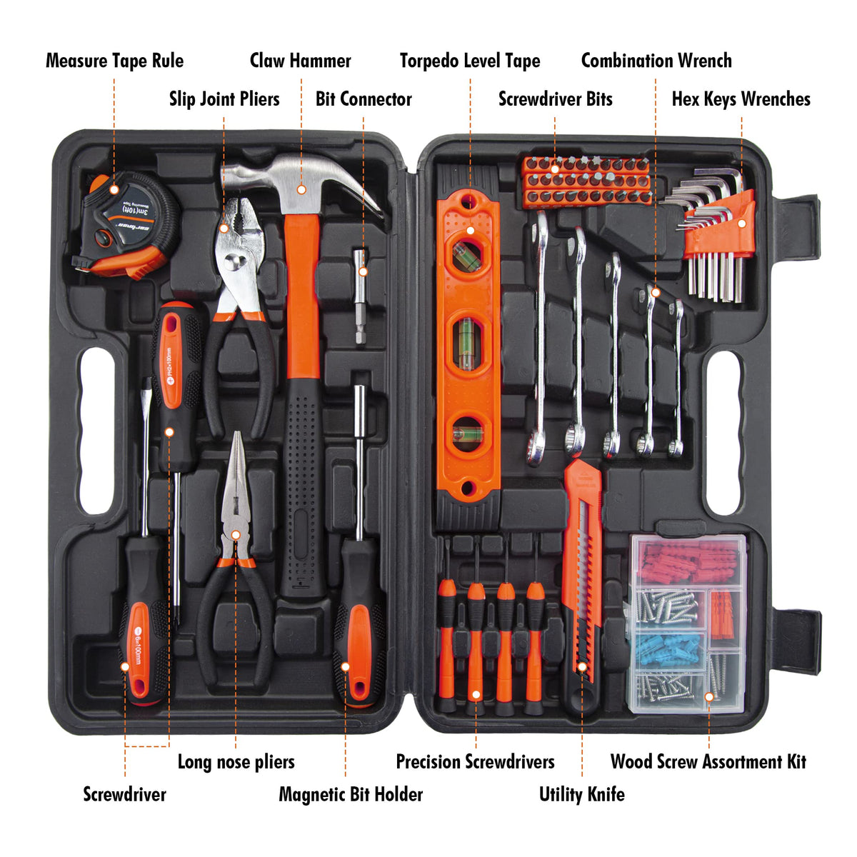 CARTMAN 152 Piece Household Tool Set Orange Hand Kit With - CARTMAN Official Imagery - 3
