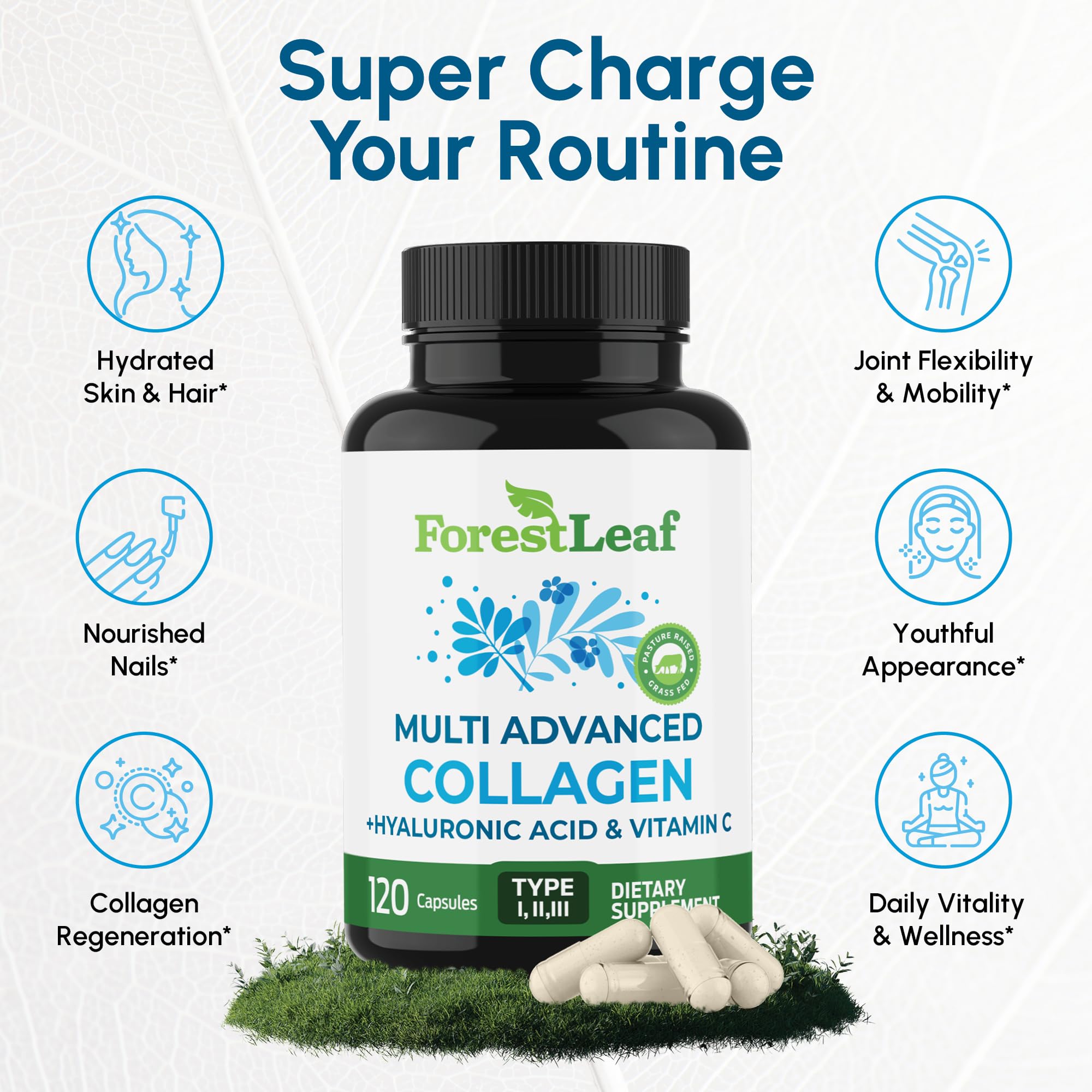ForestLeaf Collagen Supplements for Women Men Types I II III - ForestLeaf Official Imagery - 4