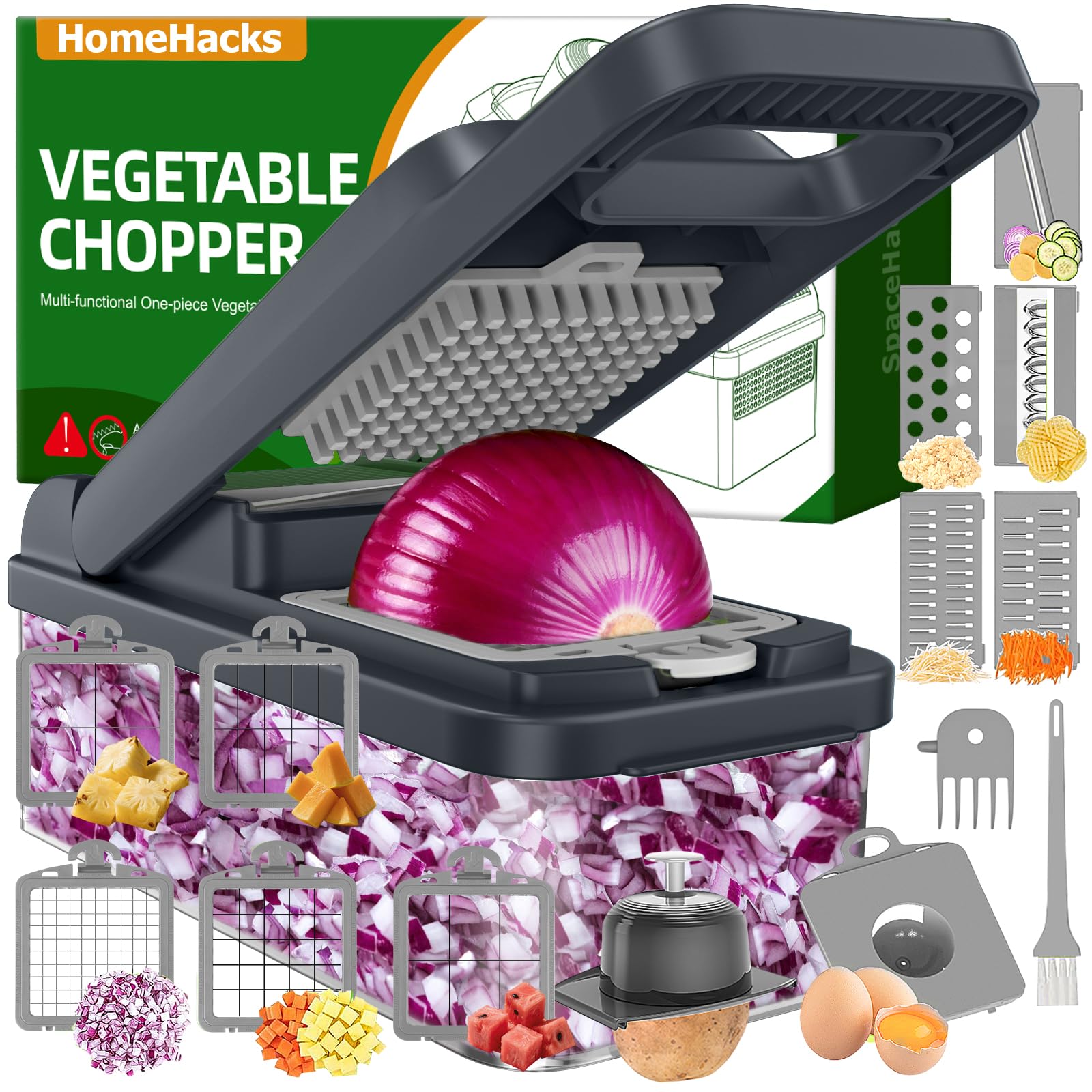 HomeHacks Veggie Chopper Vegetable Cutter, 15 in 1 Kitchen - Product Imagery