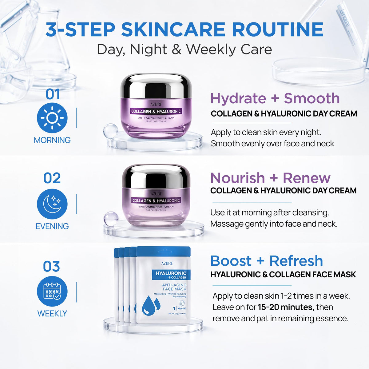 Azure Hyaluronic Acid Collagen Korean Skin Care Set - Azure Cosmetics Official Imagery - 5