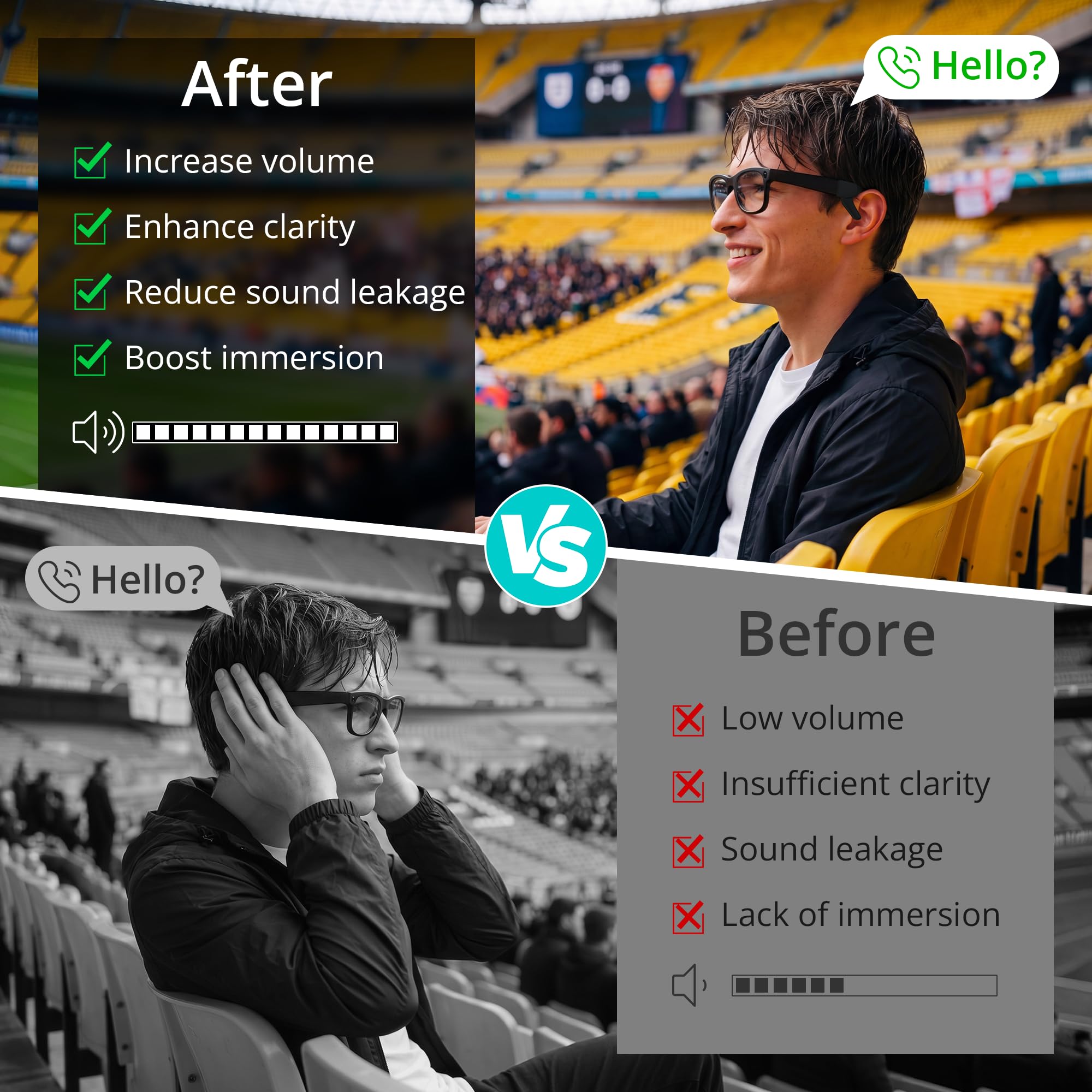 HIBLOKS Voice Privacy Ear Tips for Ray-Ban Meta Smart Glasses Acc by HIBLOKS - Angle View 4