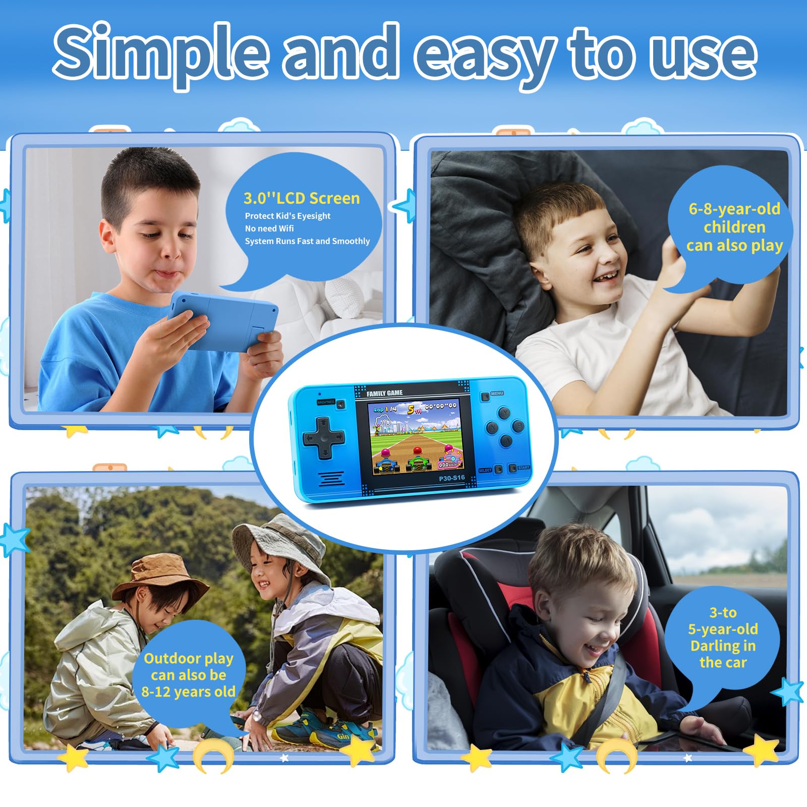 WELLST·G Handheld Game for Kids -Preloaded 220 Retro Video Games, by WELLST·G - Angle View 5