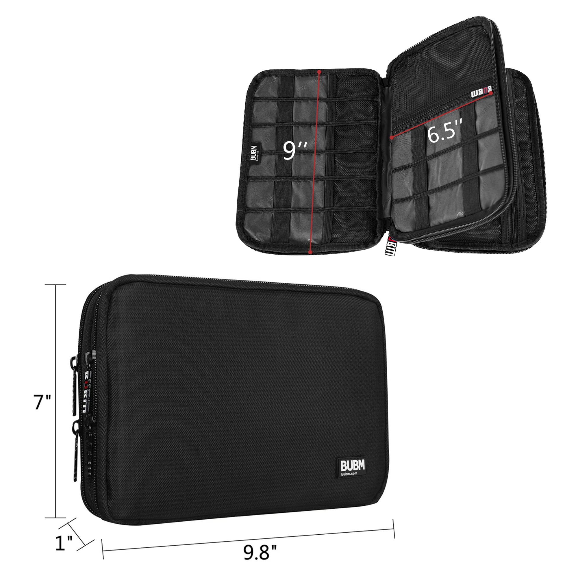 BUBM Double Layer Electronic Accessories Organizer, Travel Gadget Bag for Cables - BUBM Official Product View 3