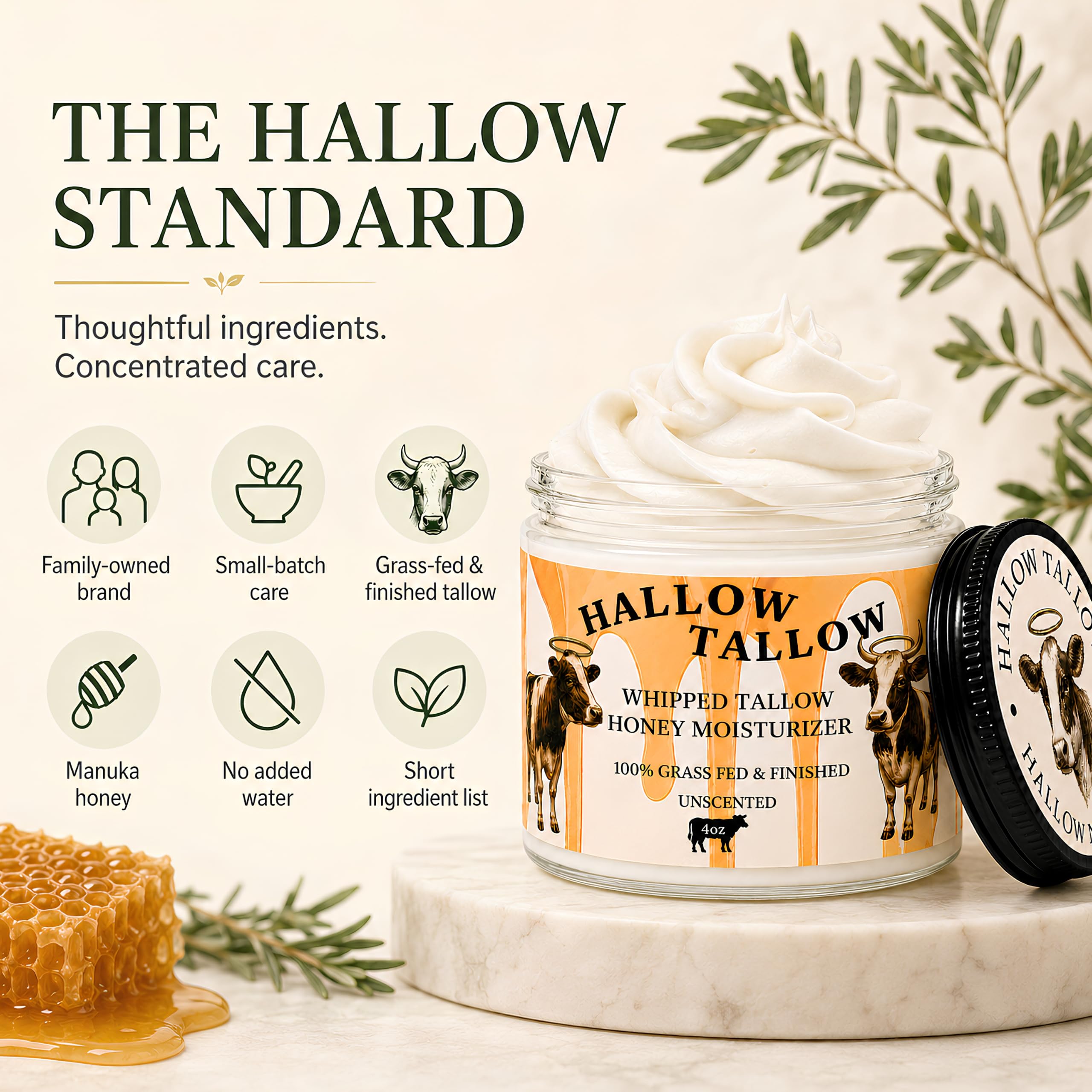 Hallow Naturals Hallow Tallow Whipped Beef Tallow Moisturizer – 1 - Hallow Naturals Official Product View 9