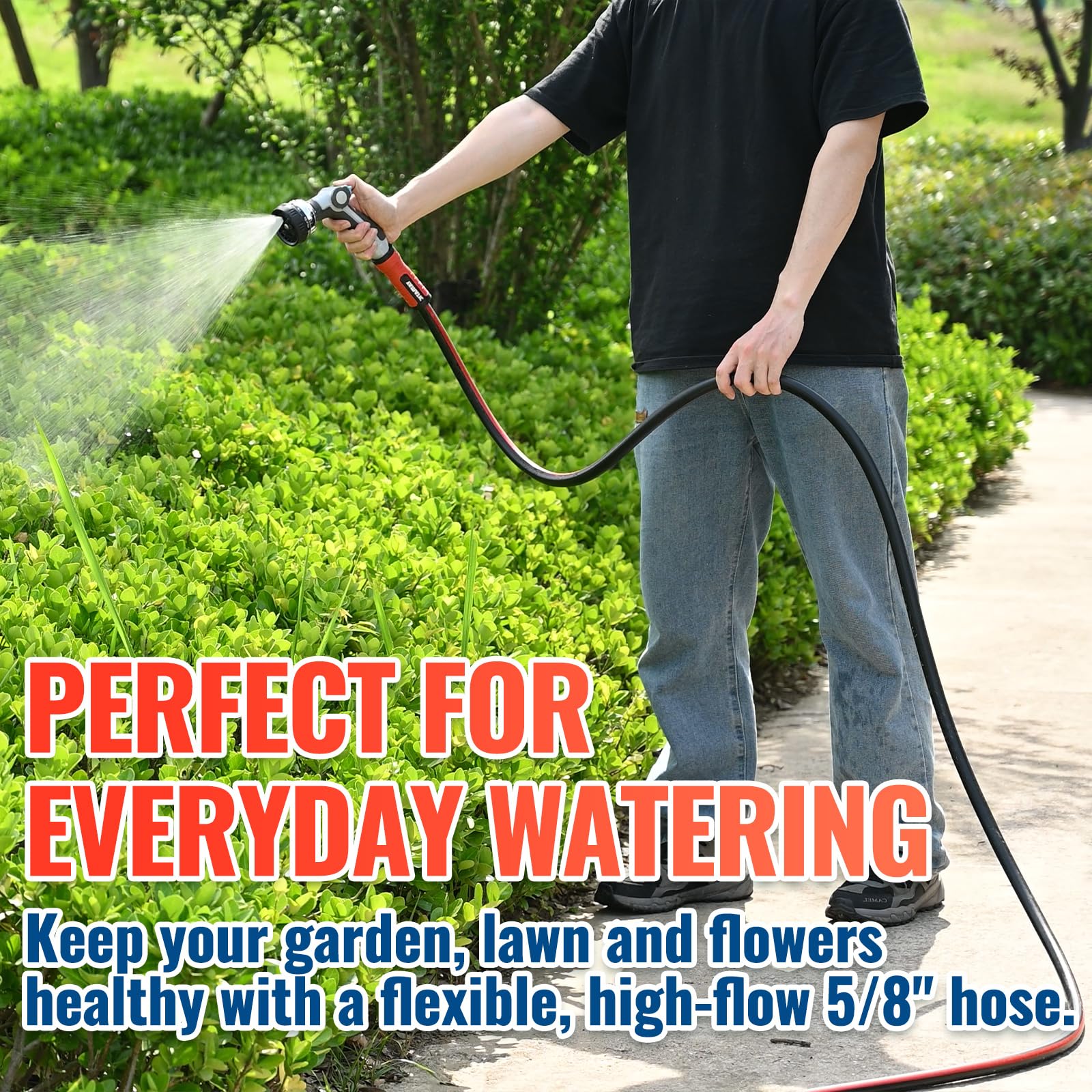 YAMATIC 100ft Flexible Garden Hose 5/8in I.D. with 360° Swivel Br - YAMATIC Official Product View 7