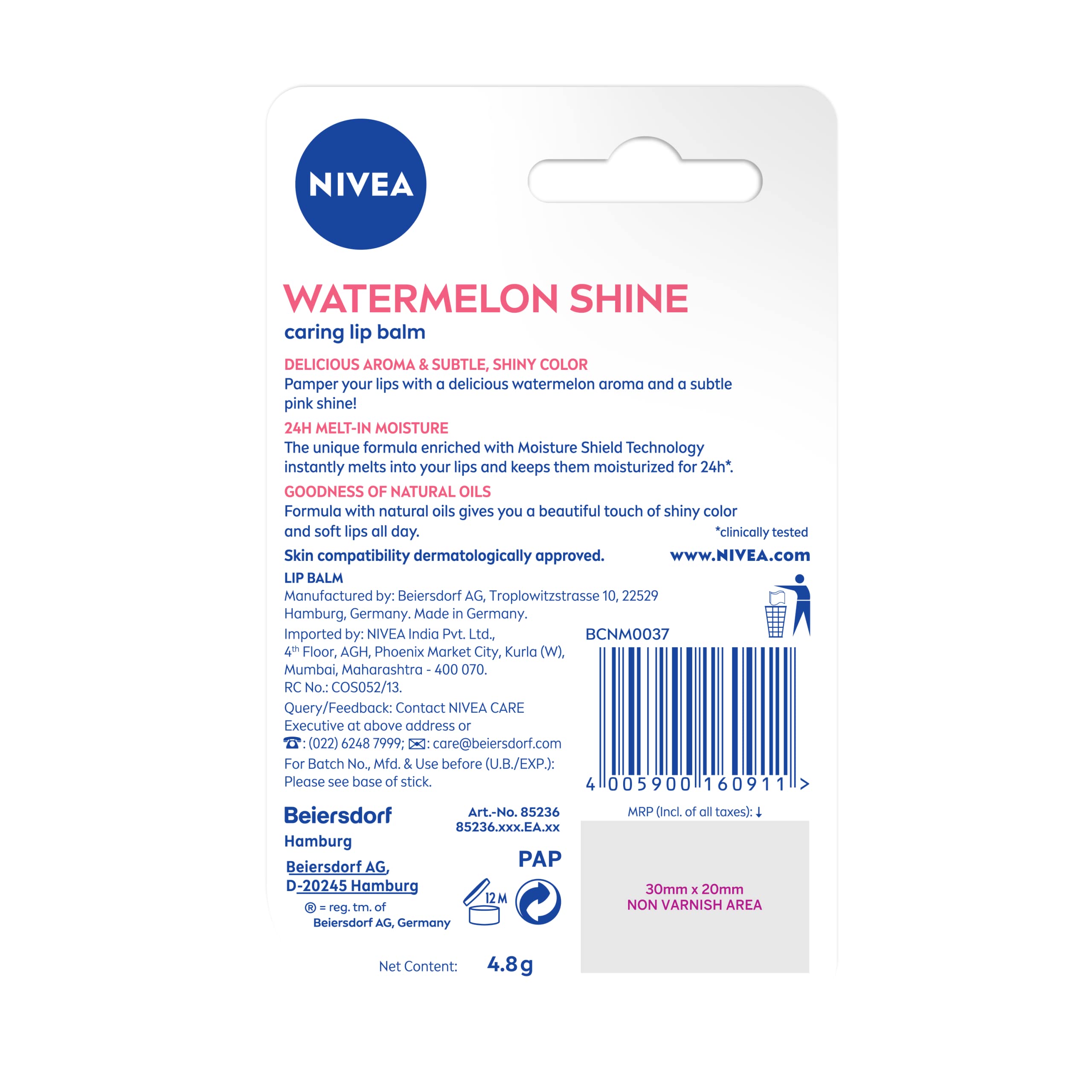 Nivea Fruity Shine Watermelon Lip Balm, 4.8gm - NIVEA Official Product View 8