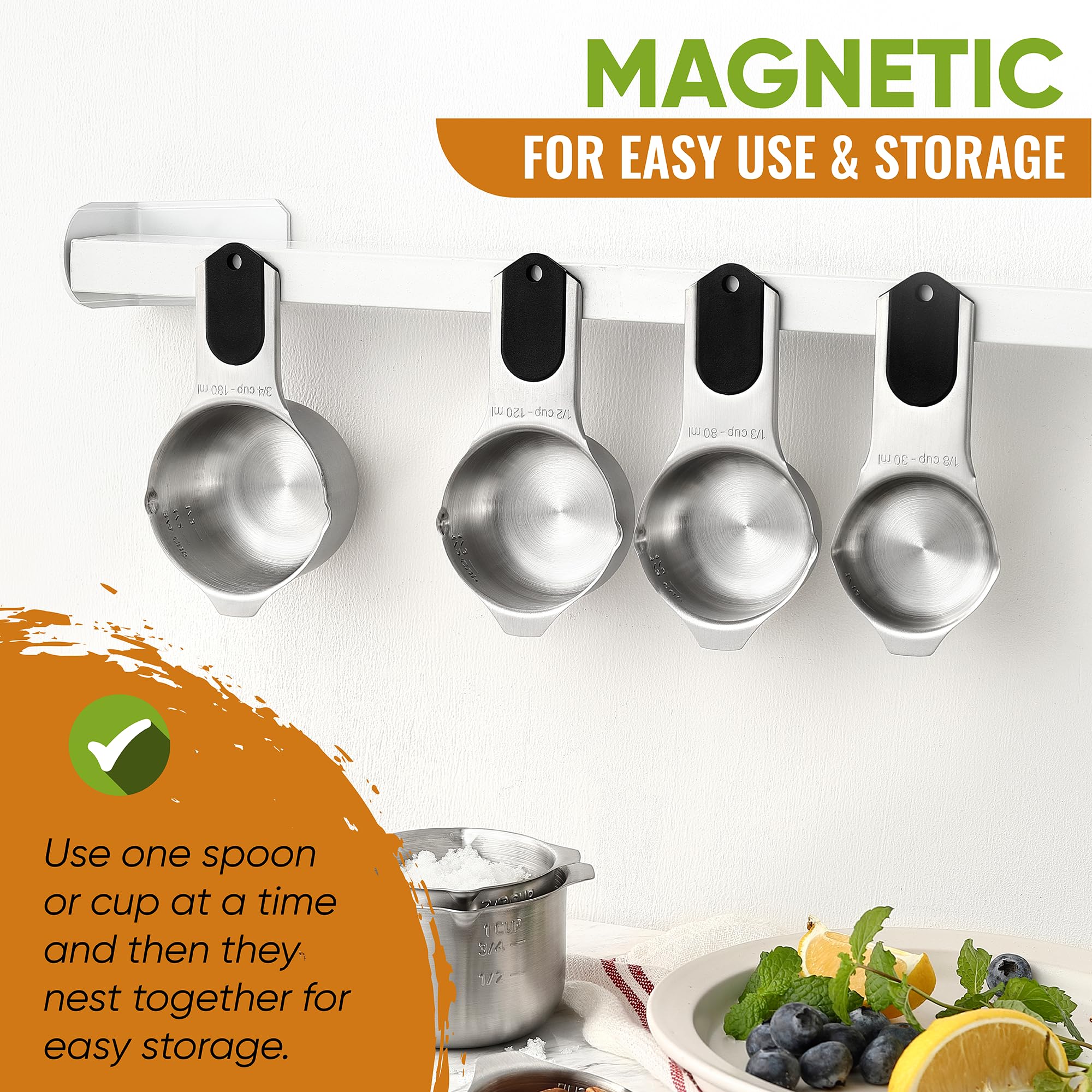 Spring Chef Magnetic Measuring Cups & Spoons Set of 15 with Level by Spring Chef - Angle View 2